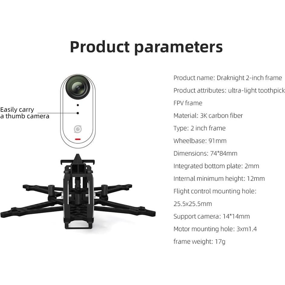 HGLRC Draknight Kit Marco Dron FPV 2 Pulgadas Fibra Carbono