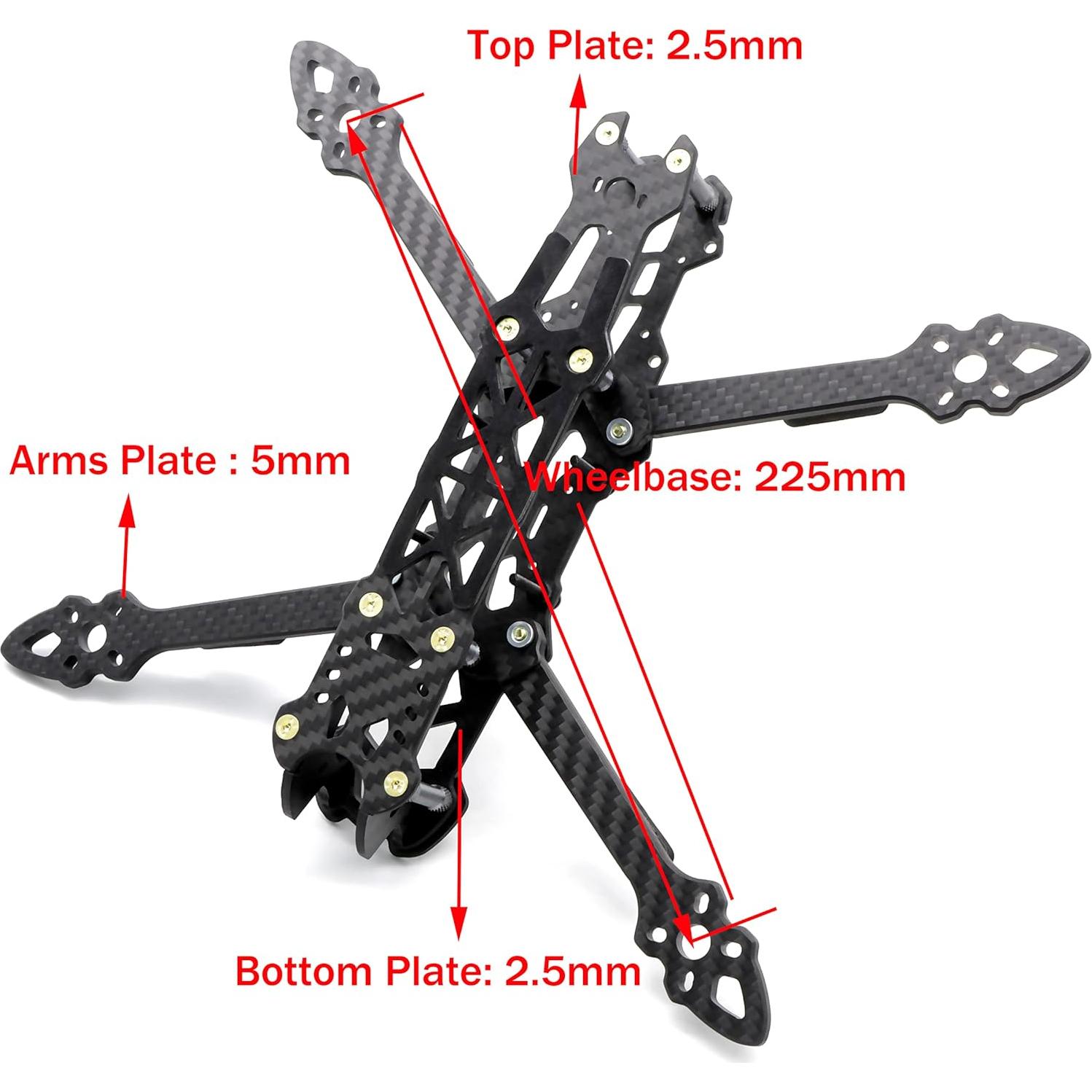 Marco de Drone FPV 225mm Fibra de Carbono 5" para Quadcopter