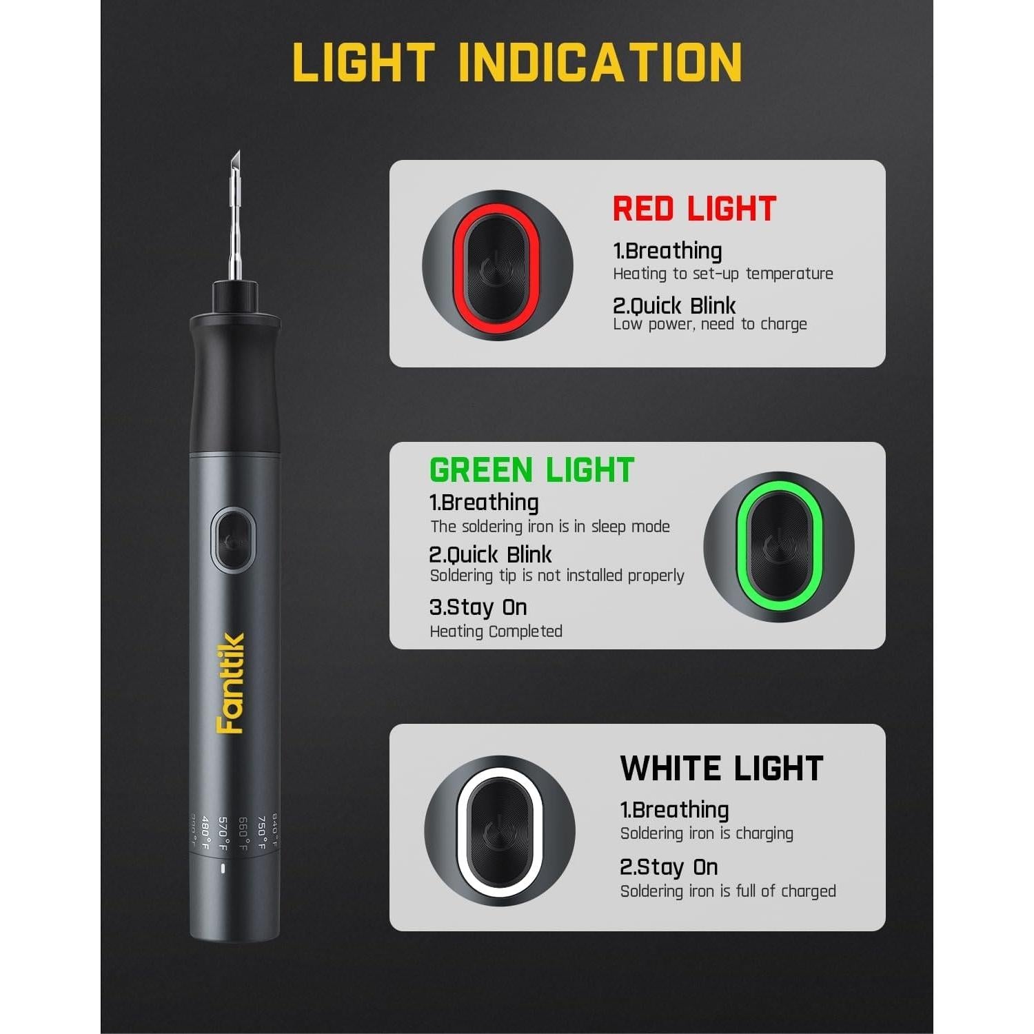 Soldador Inalámbrico Fanttik T1 Max, 4 Puntas, Calor Rápido