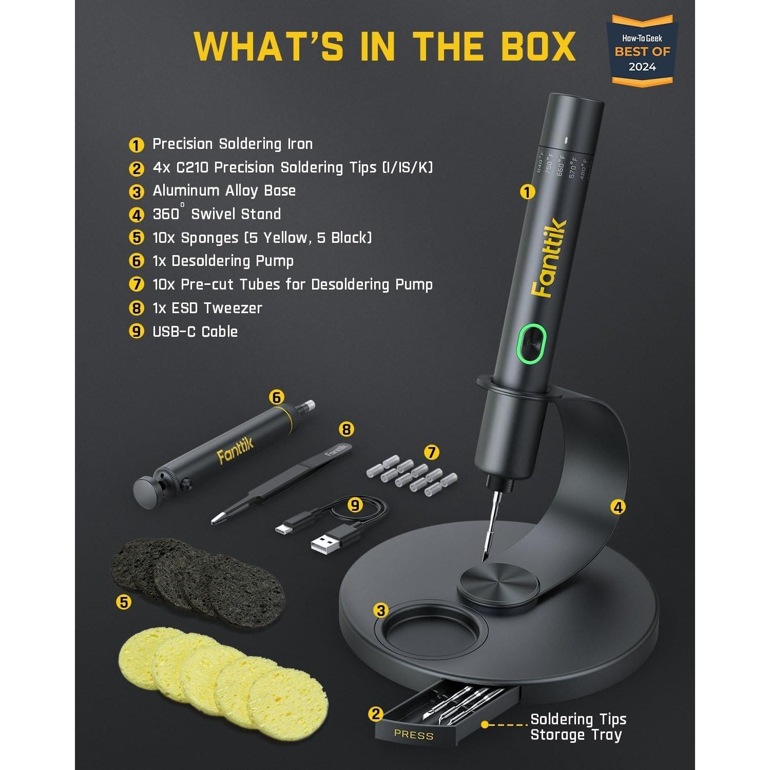 Soldador Inalámbrico Fanttik T1 Max, 4 Puntas, Calor Rápido