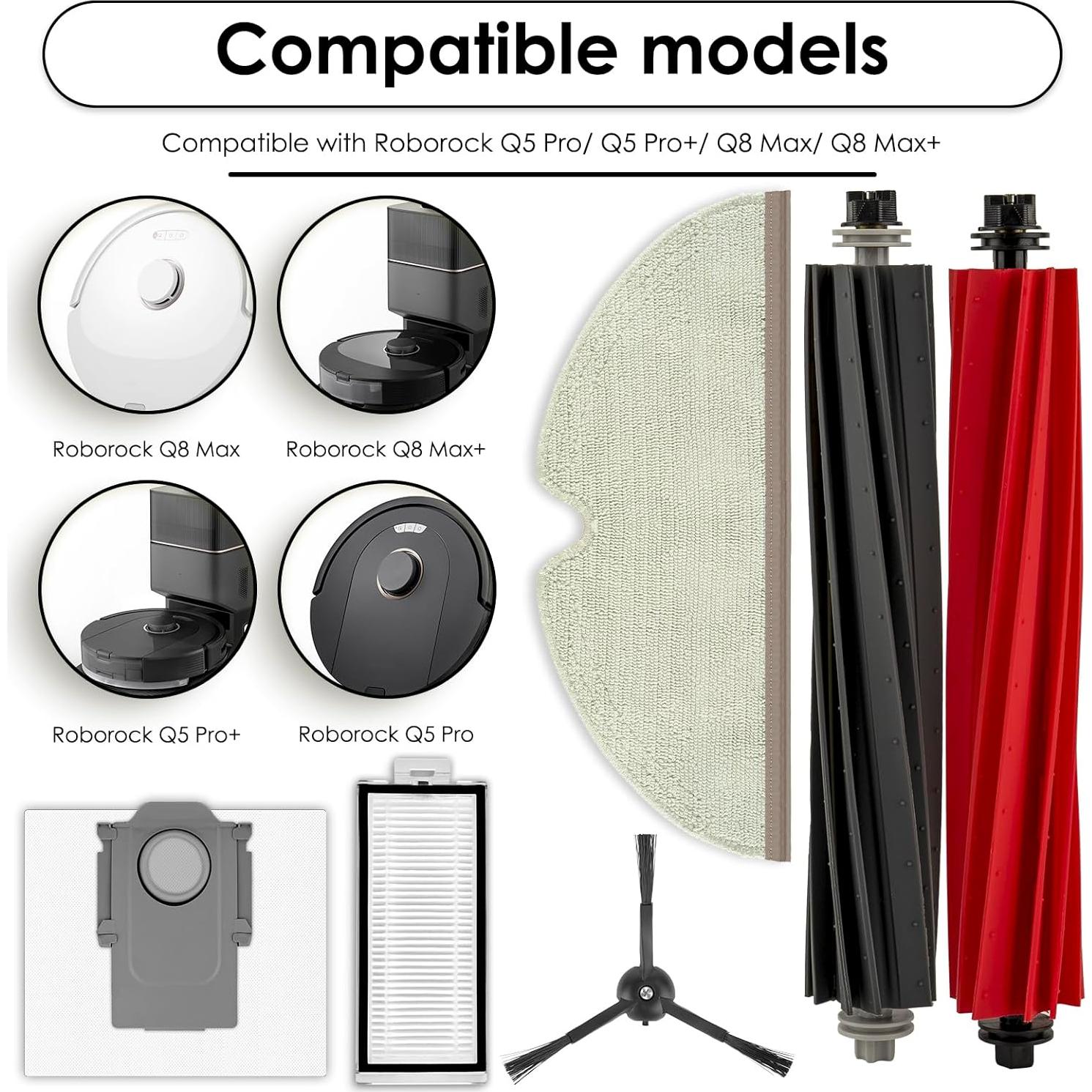 Kit de Repuesto 12 Piezas para Roborock Q5 Pro y Q8 Max