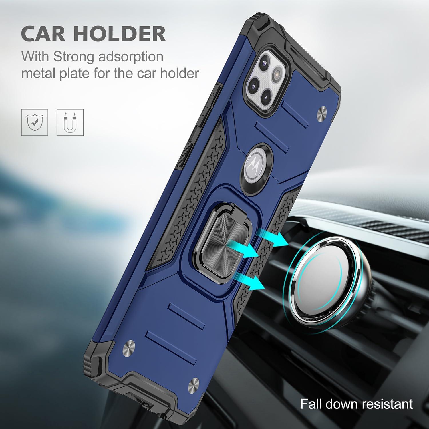 Funda Grado Militar Dionsibei para Moto One 5G Ace Azul