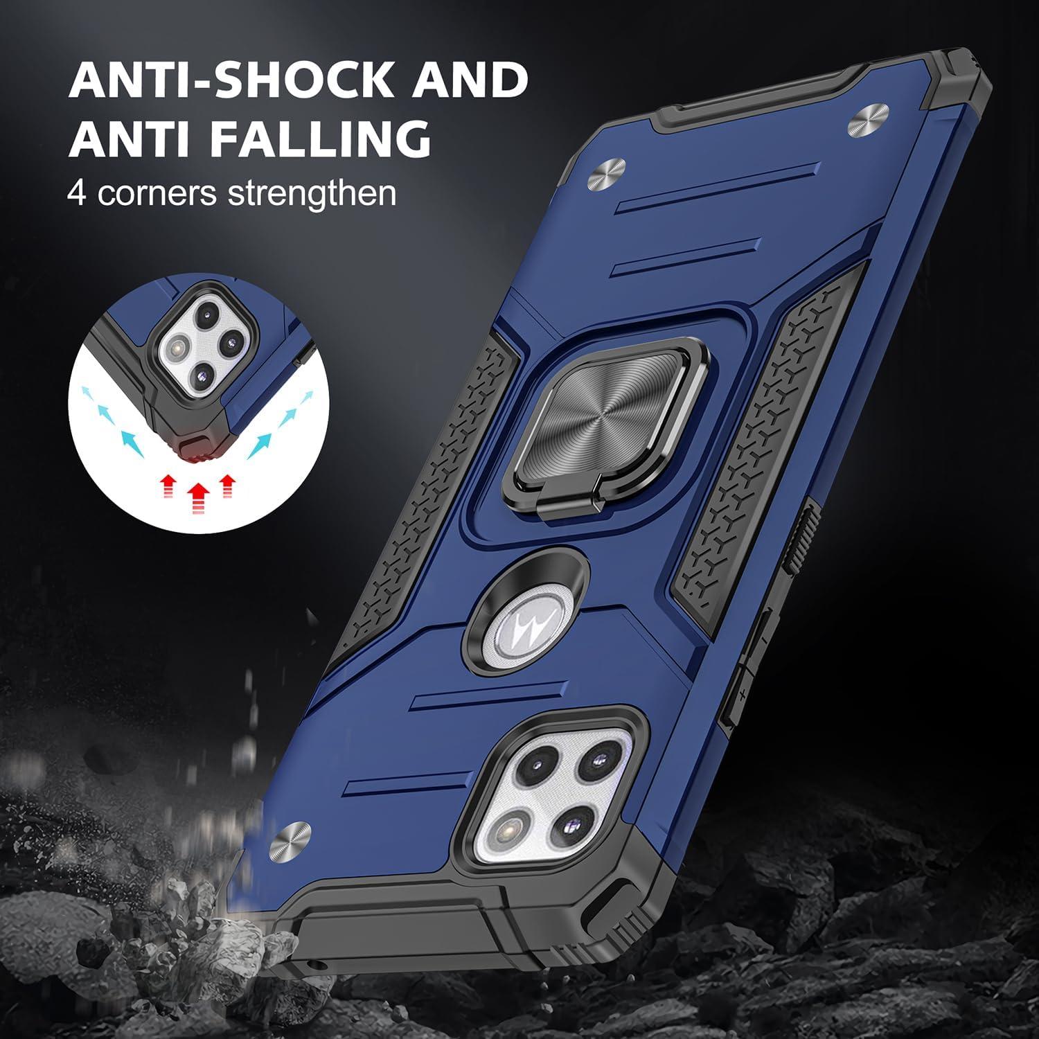 Funda Grado Militar Dionsibei para Moto One 5G Ace Azul