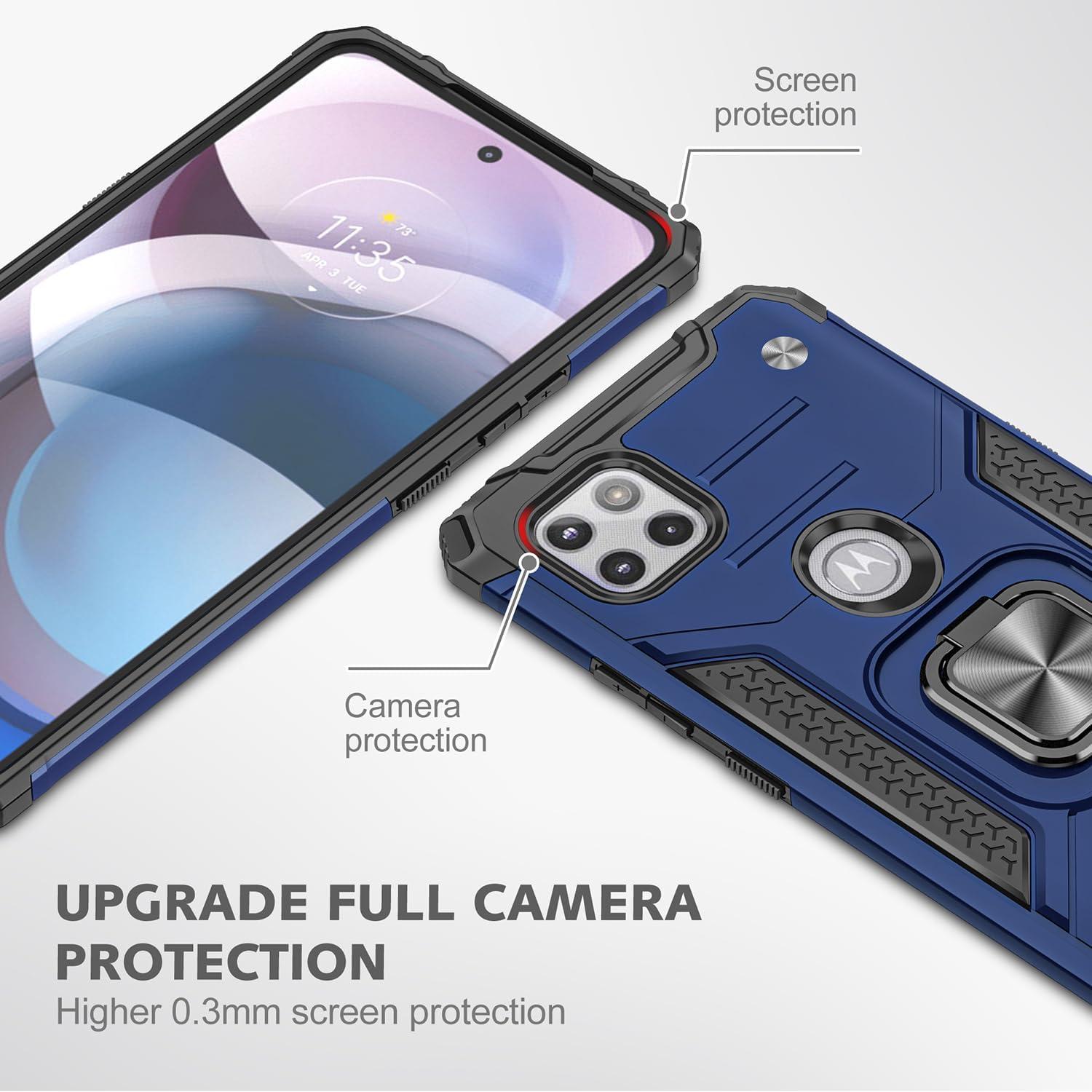 Funda Grado Militar Dionsibei para Moto One 5G Ace Azul