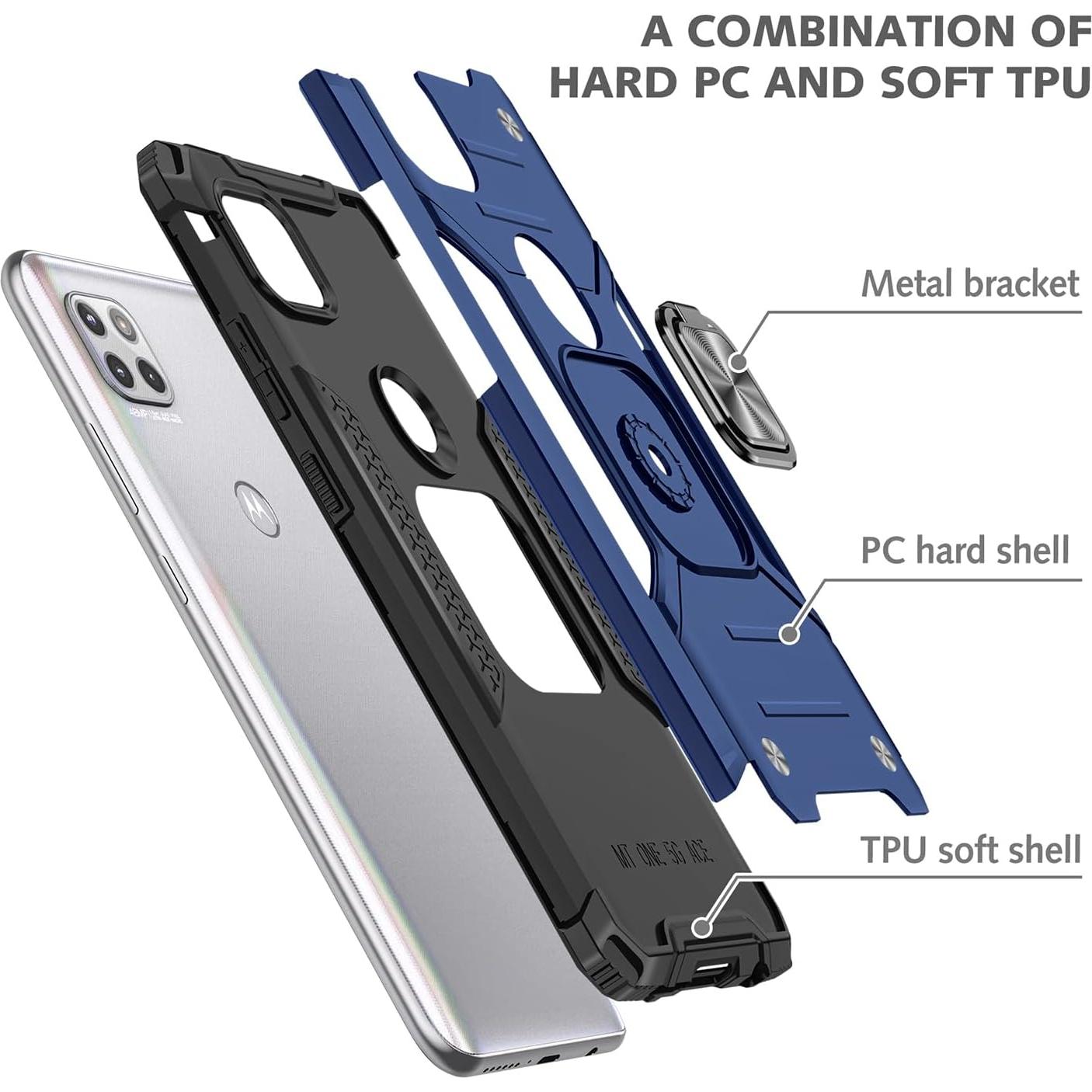 Funda Grado Militar Dionsibei para Moto One 5G Ace Azul