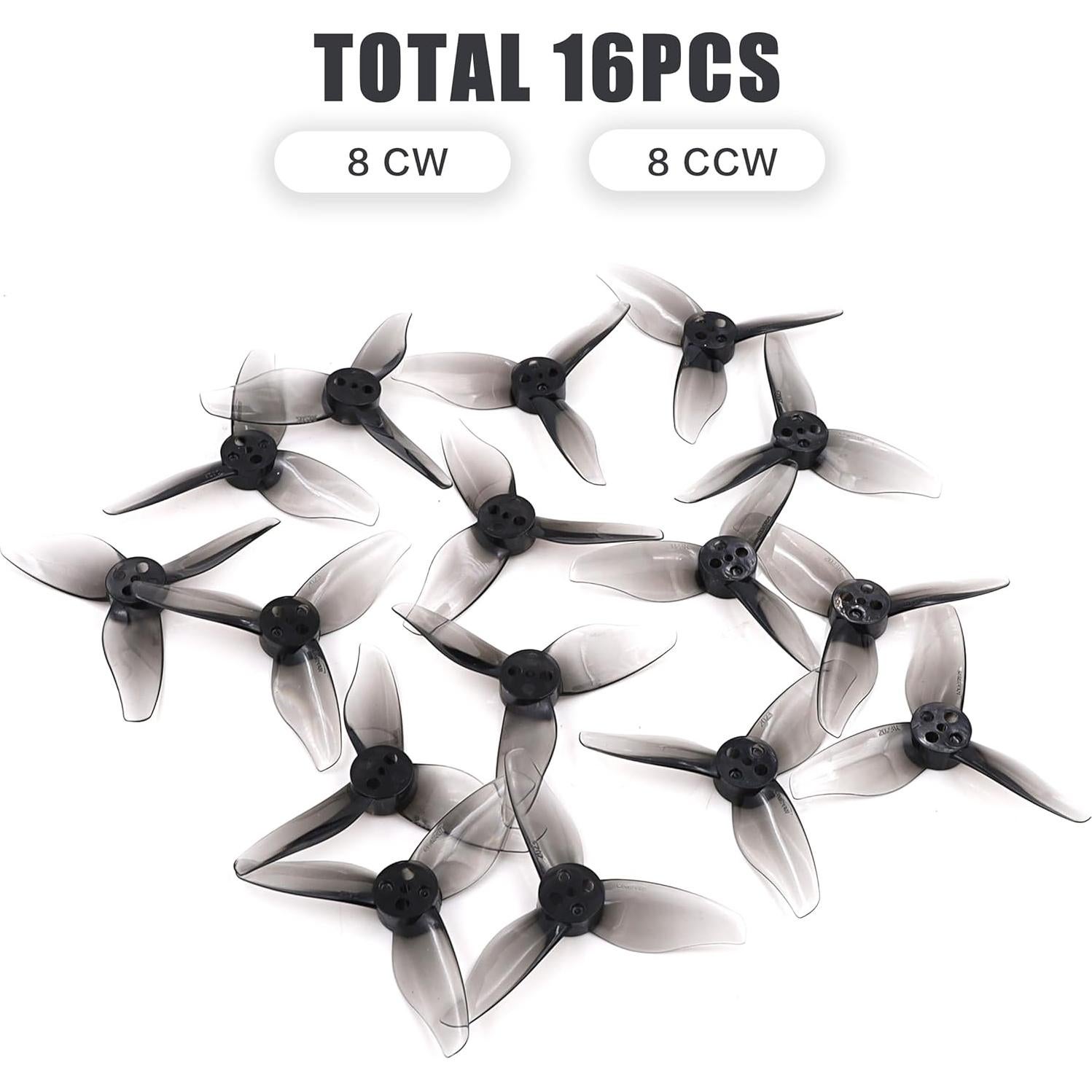 16pcs Gemfan Hurricane 2023 3-Blade Propeller 2 Inch 3 Holes Props 1105-1108 Motor for Toothpick RC Drone FPV Racing(8CW 8CCW)