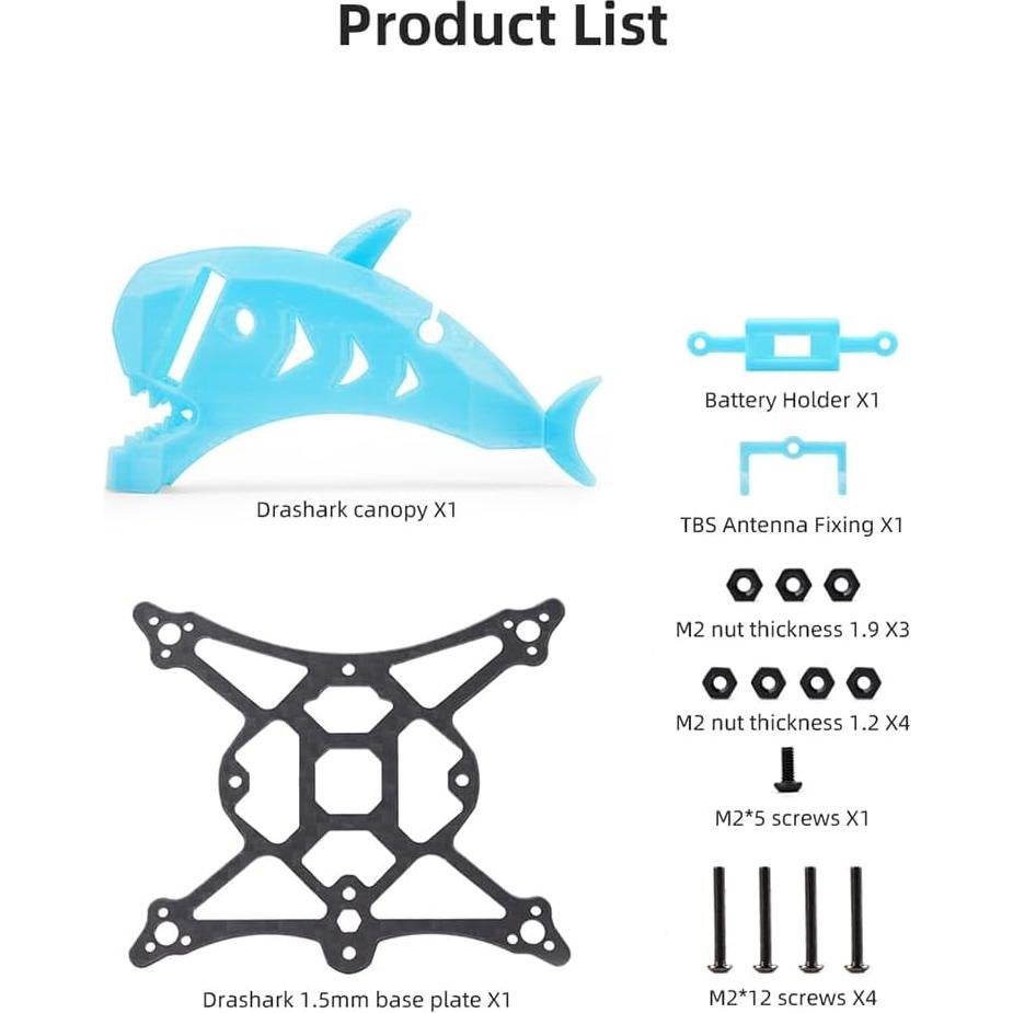 Marco FPV HGLRC Drashark16 75mm Fibra de Carbono Azul