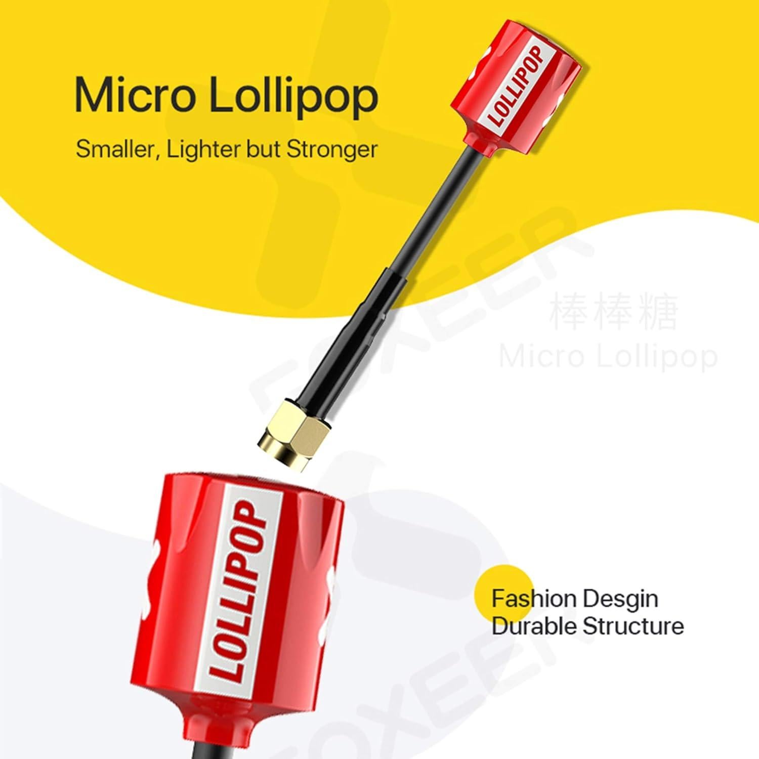 Antena FPV FOXEER Lollipop V4 5.8GHz RHCP 2.5dBi SMA para Drone