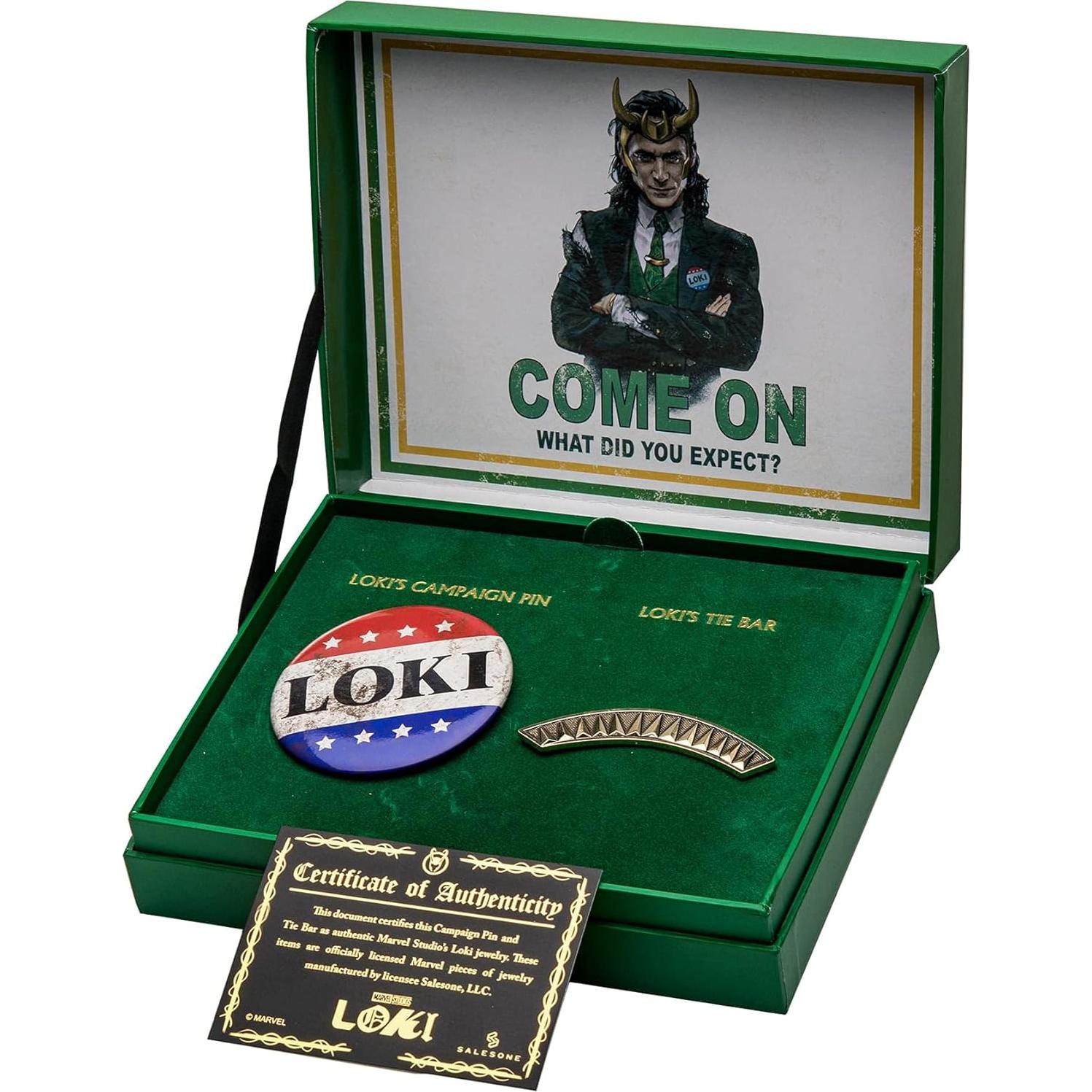 Conjunto Coleccionable Loki Marvel - Pin y Clip de Corbata