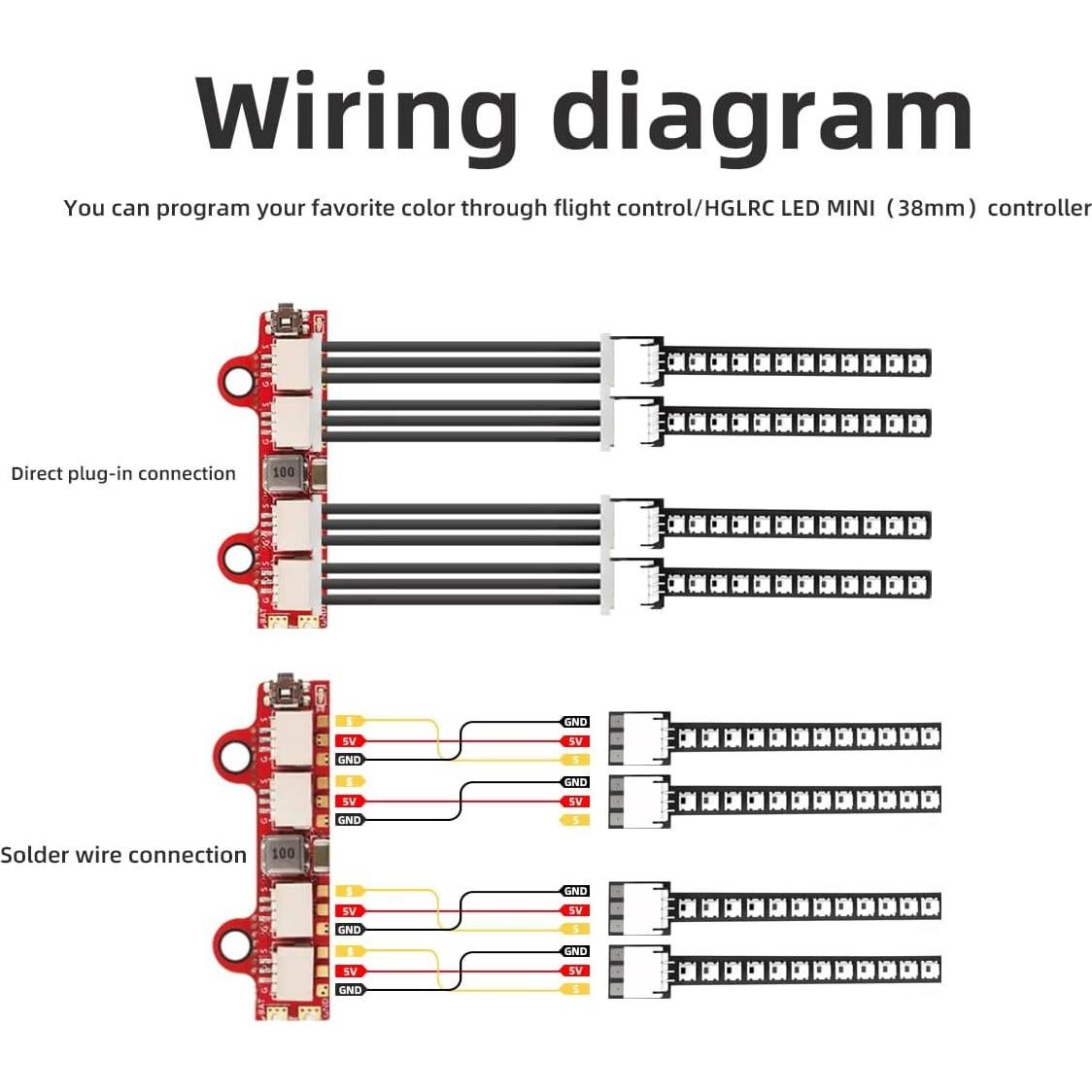 HGLRC LED MINI 38mm 4PCS para Drone FPV - RGB Programable