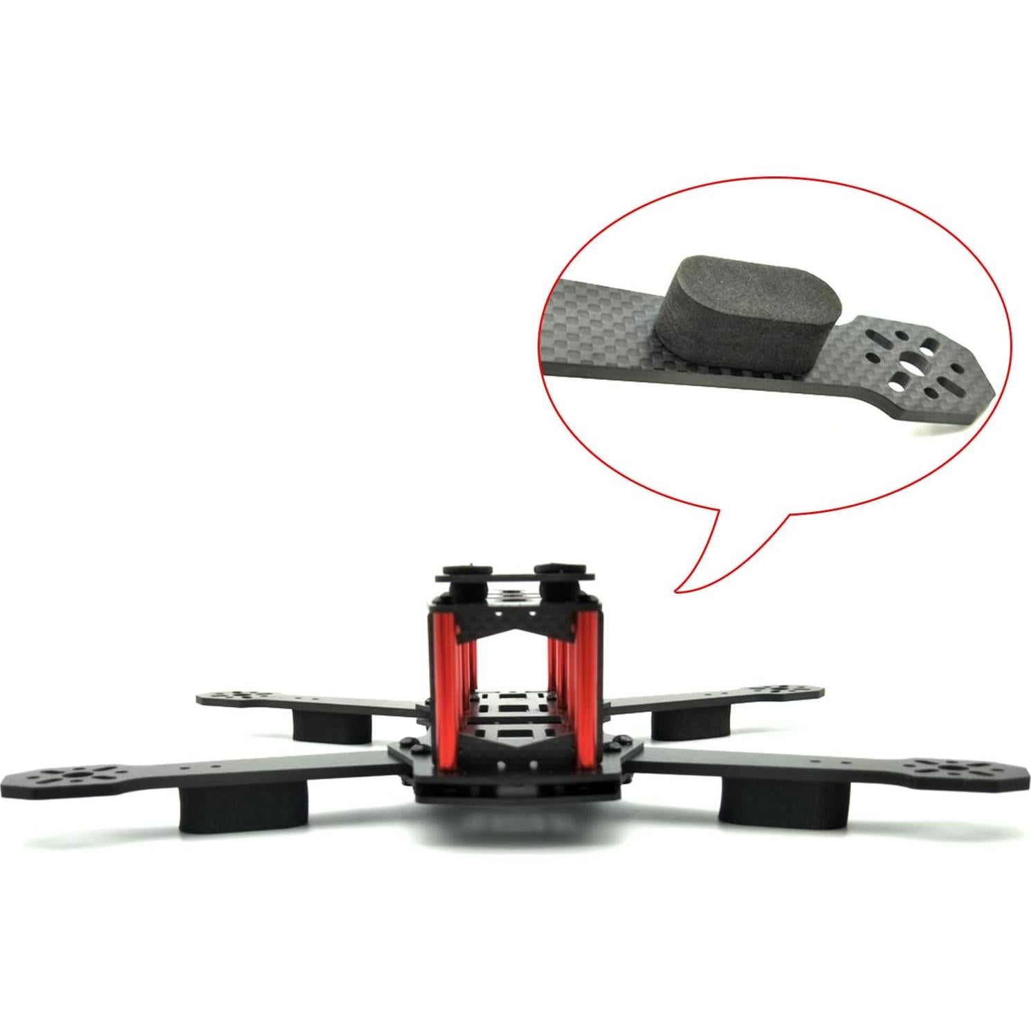 EUDAX 72 PCS FPV Black Sponge Mat Landing Skid Pad Gear Anti-Vibration Shockproof Foam Sticky Tape for rc multirotor Quadcopter Racing Copter Drone Mini-Quad