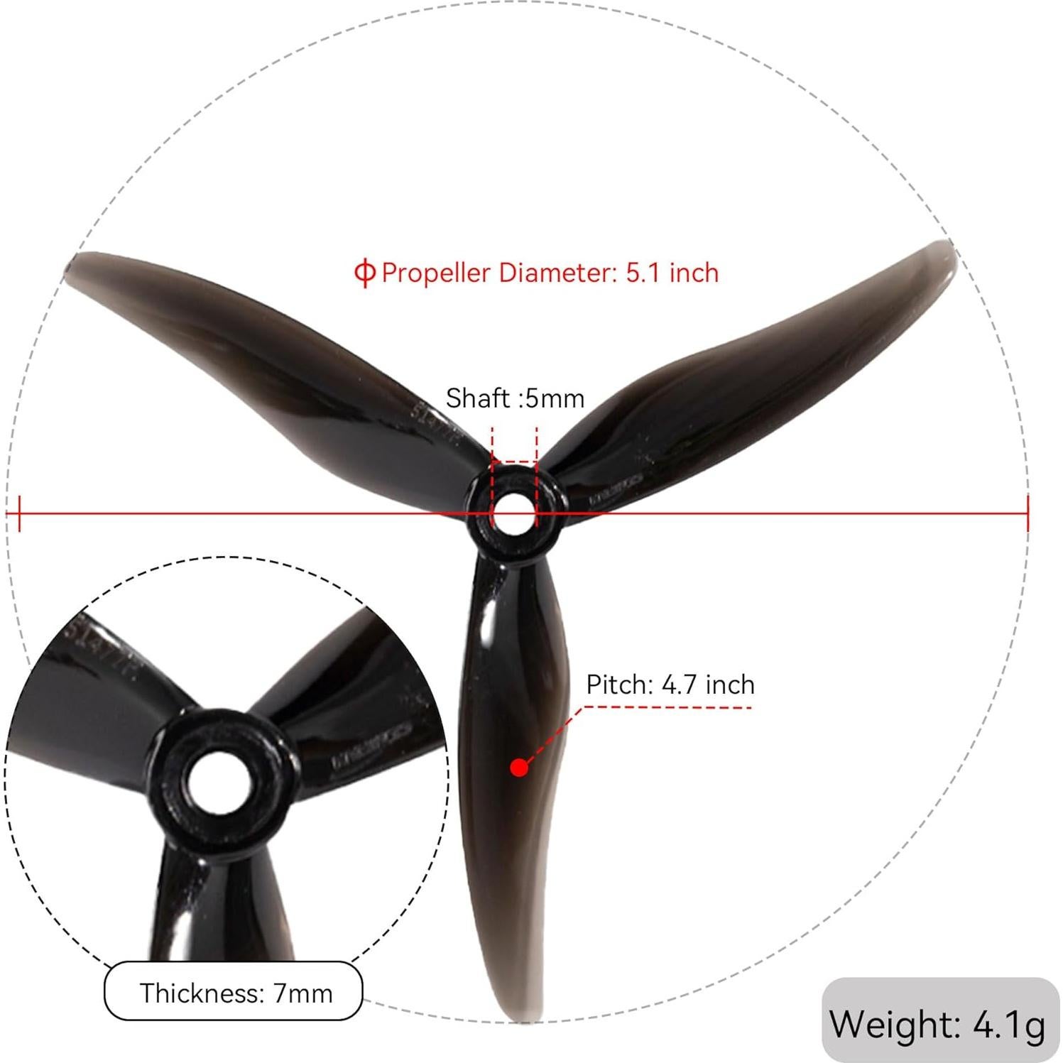 20pcs Fpv Drone Props Propeller: Gemfan Hurricane 51477 Tri-Blade 5 Inch Props for 4S 6S FPV Freestyle Racing, 10xCW 10xCCW