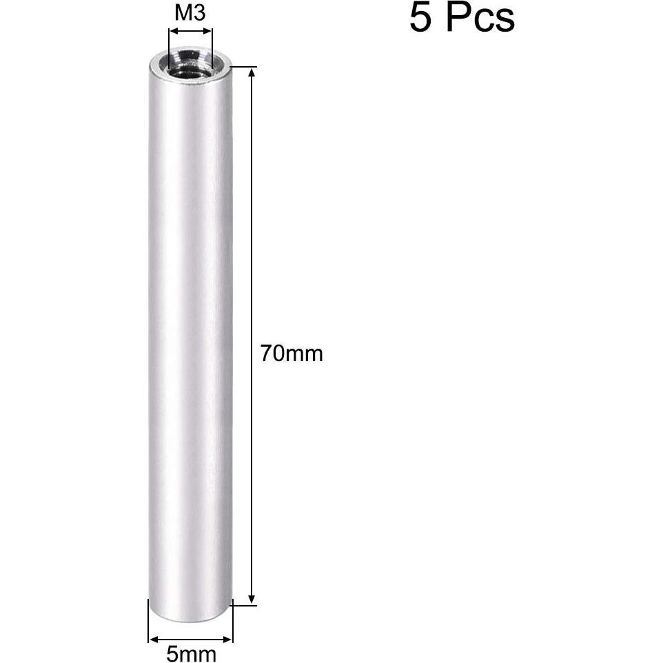 Columna Espaciadora Redonda de Aluminio uxcell M3x70mm - 5 Pcs