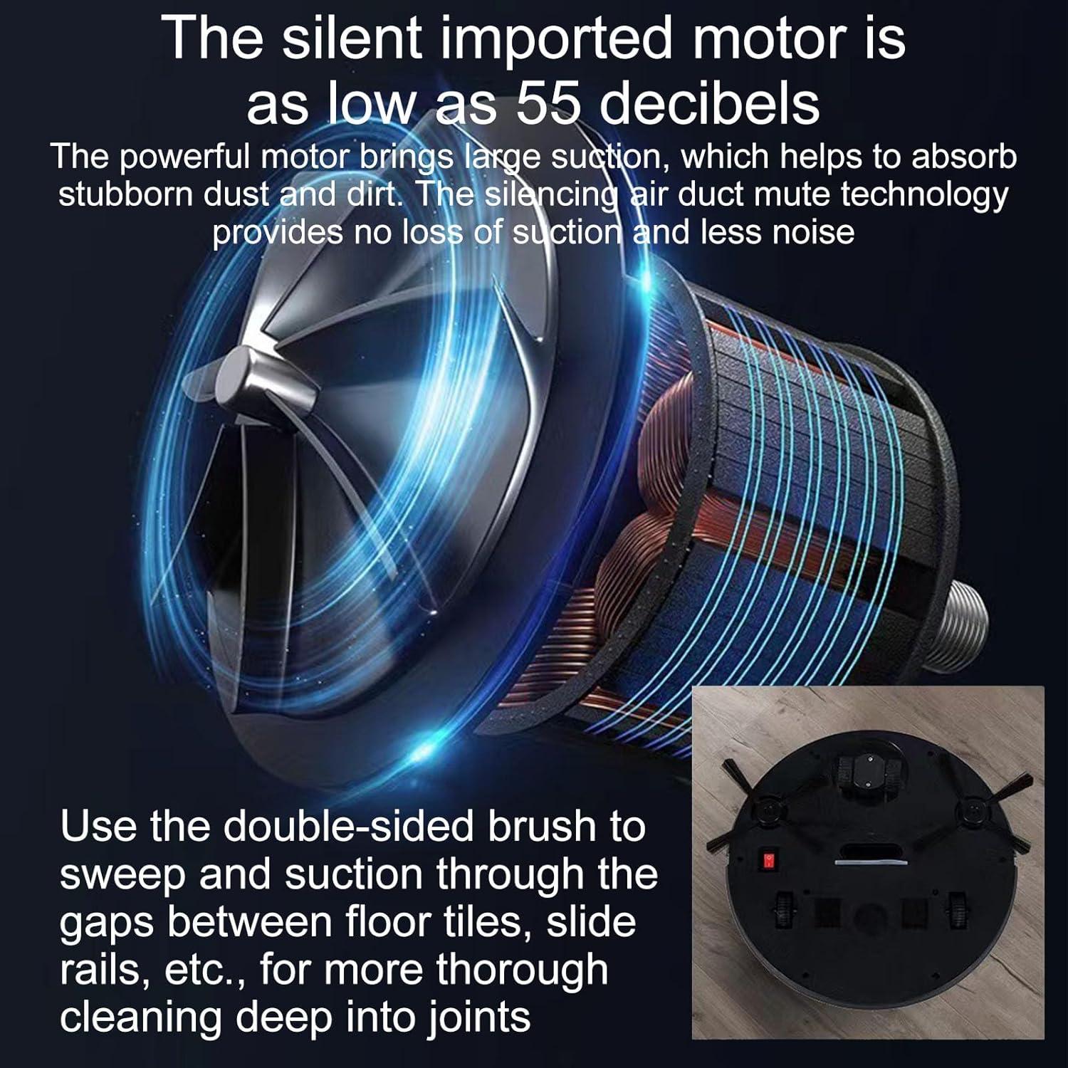 Robot Vacuum Cleaner, Sweeping, Mopping and Vacuuming 3-in-1 Vacuum Cleaner, Mute Intelligent Ultra-thin Auto Sweeping Robot1500mAh For Home, 90 Mins Runtime, Good for Pet Hair, Carpets, Hard Floors