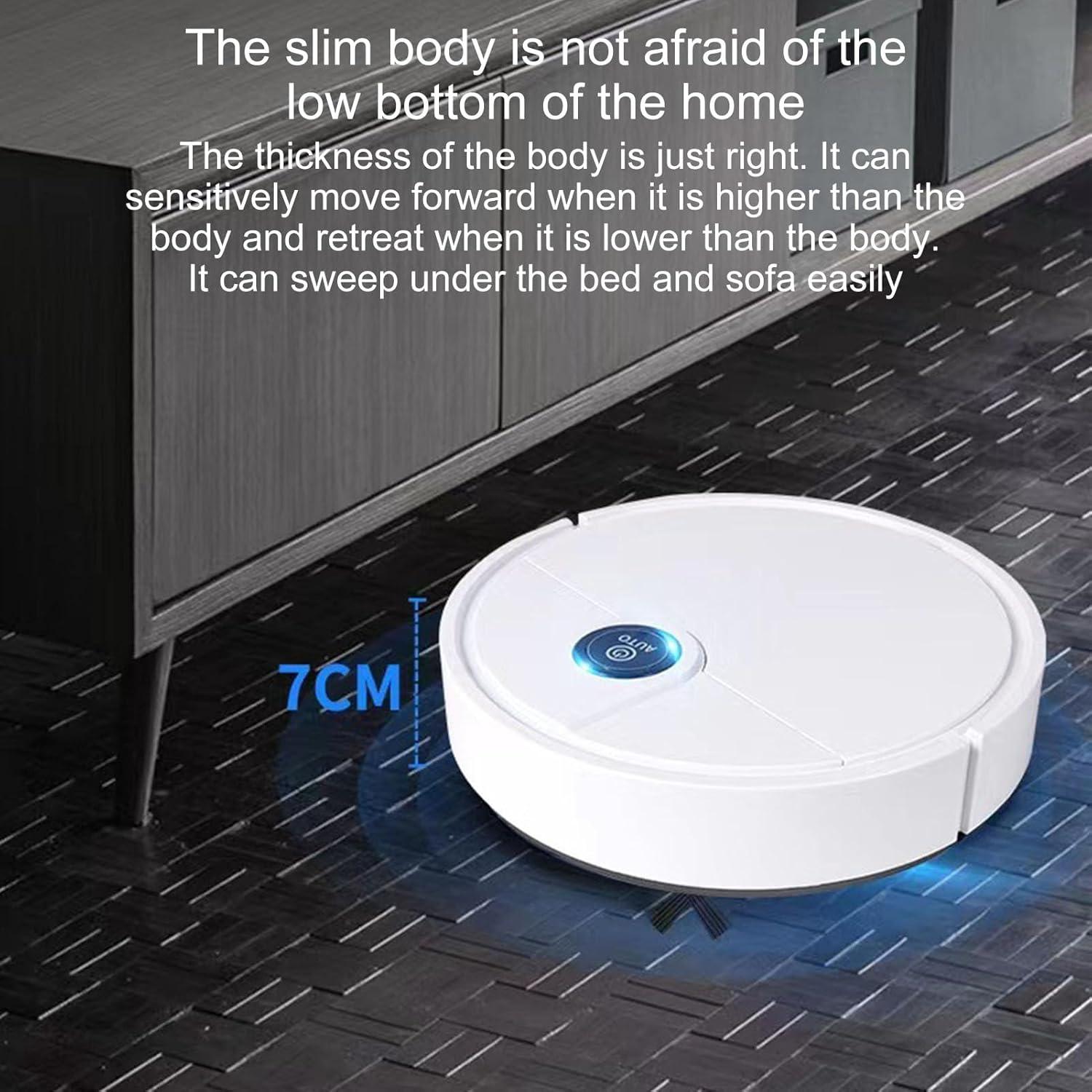 Robot Vacuum Cleaner, Sweeping, Mopping and Vacuuming 3-in-1 Vacuum Cleaner, Mute Intelligent Ultra-thin Auto Sweeping Robot1500mAh For Home, 90 Mins Runtime, Good for Pet Hair, Carpets, Hard Floors