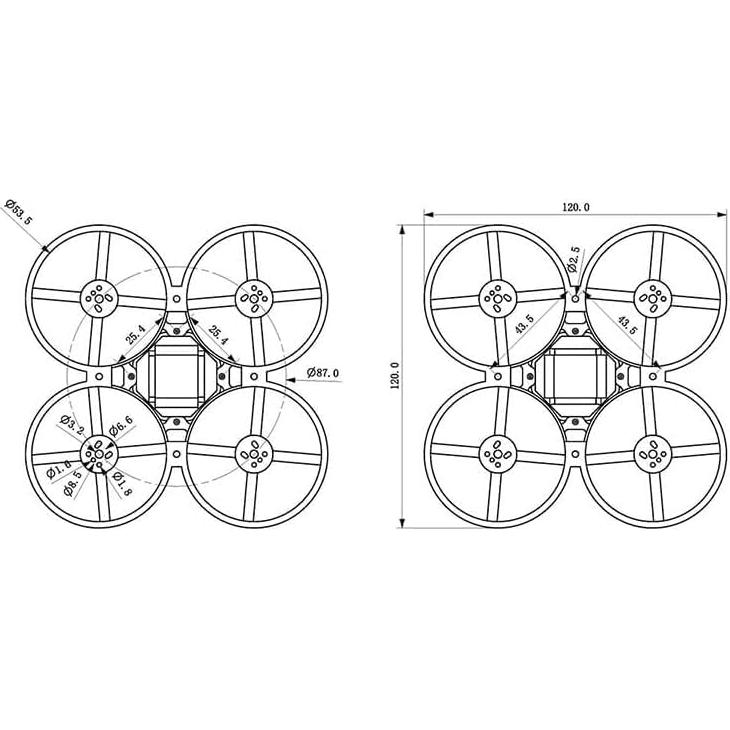 Marcos de Drone Happymodel Mobula8 85mm 2PCS FPV Negro