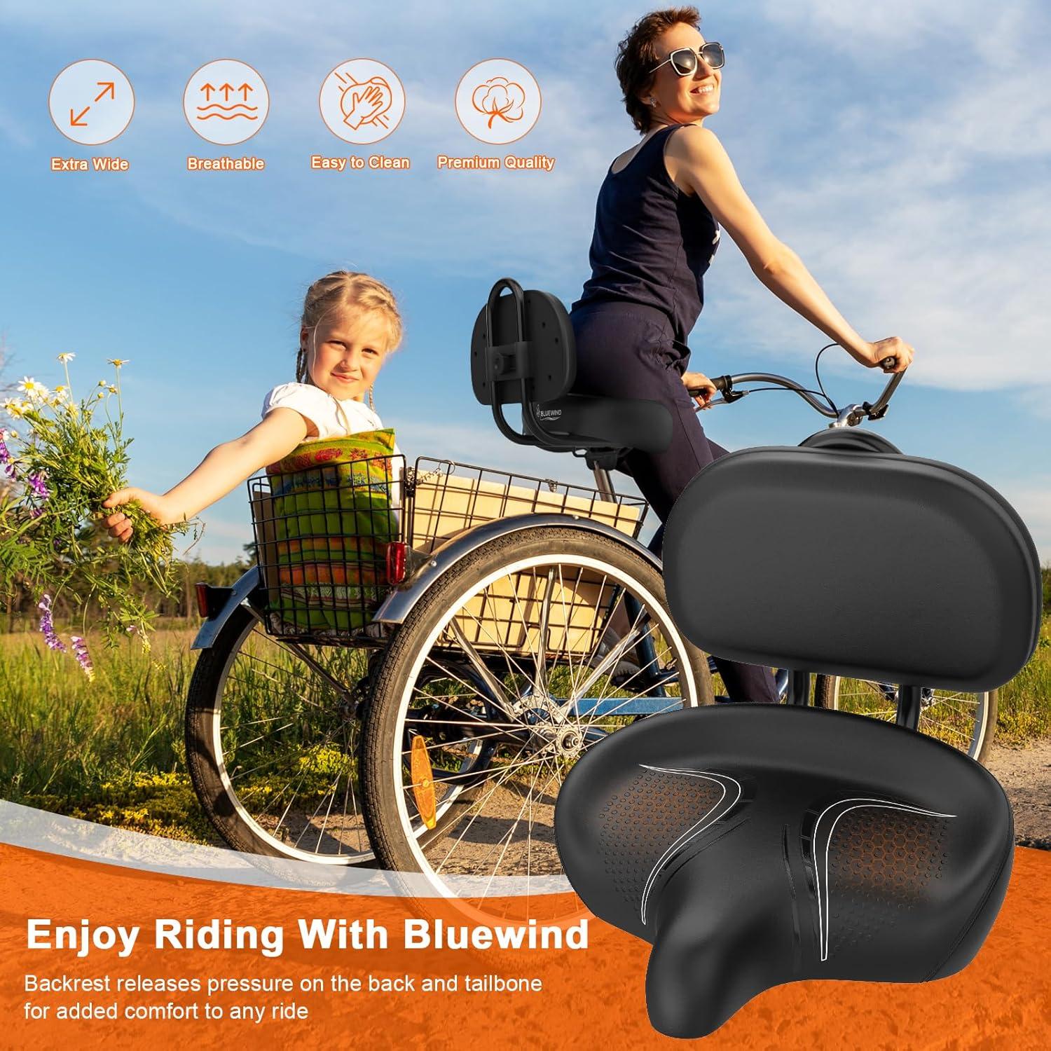 Asiento de Bicicleta Sobredimensionado BLUEWIND con Respaldo