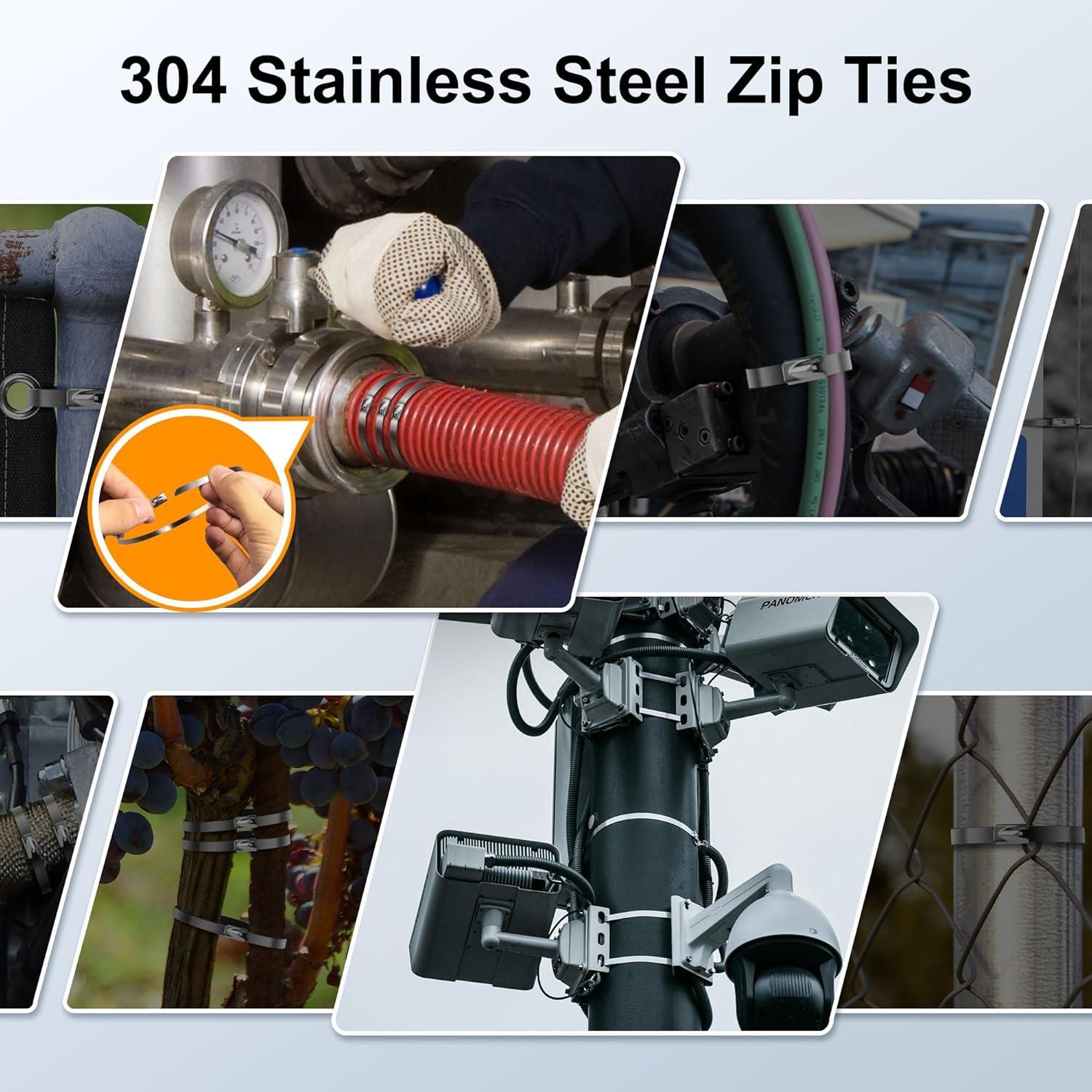 Bridas Metálicas Deecam 100PCS 30 cm Acero Inoxidable Alta Resistencia