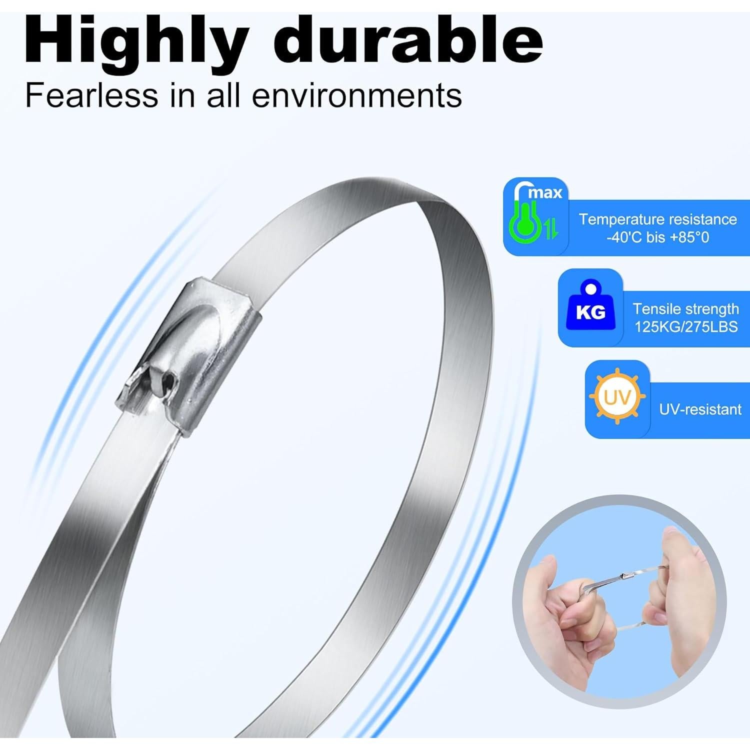 Bridas Metálicas Deecam 100PCS 30 cm Acero Inoxidable Alta Resistencia