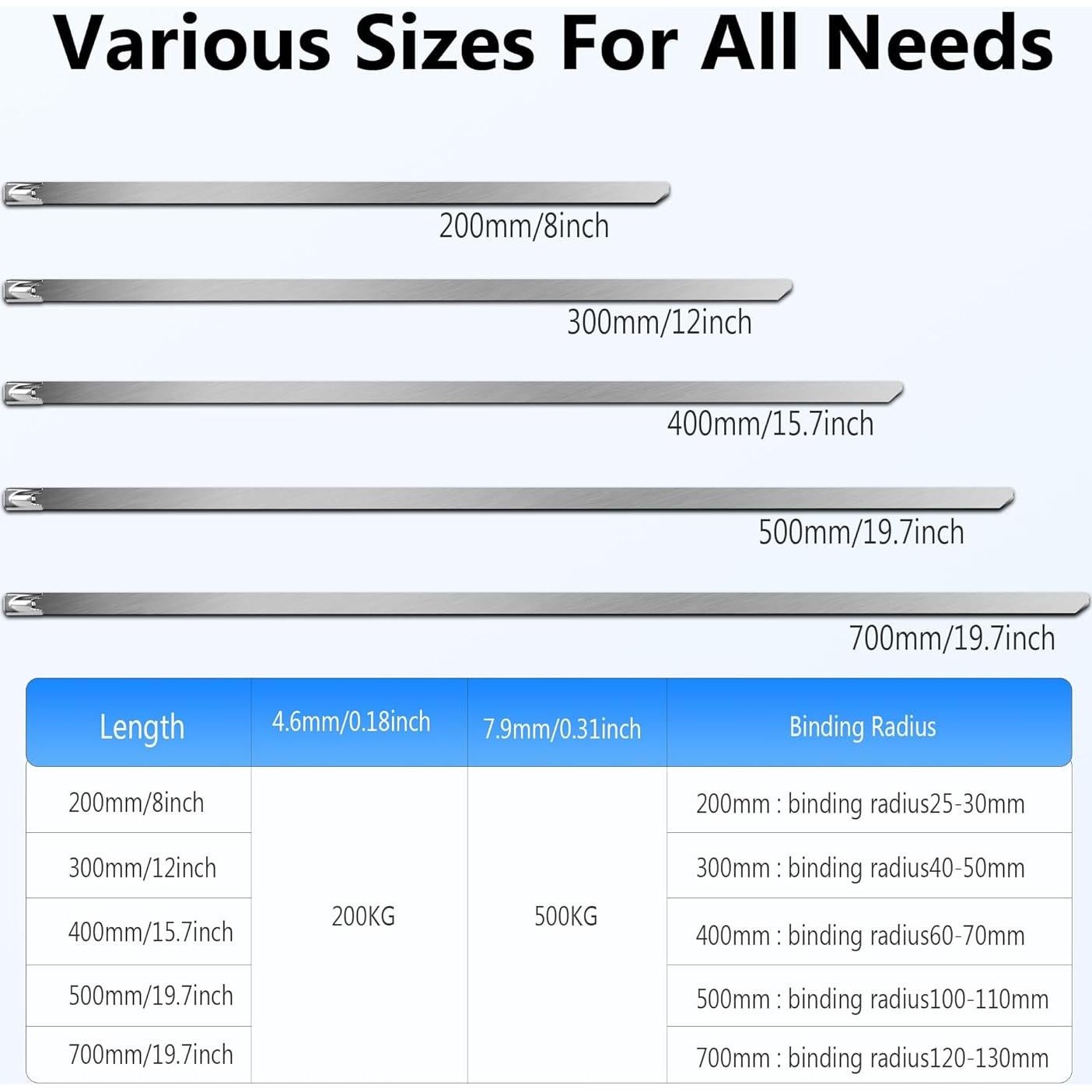 Bridas Metálicas Deecam 100PCS 30 cm Acero Inoxidable Alta Resistencia