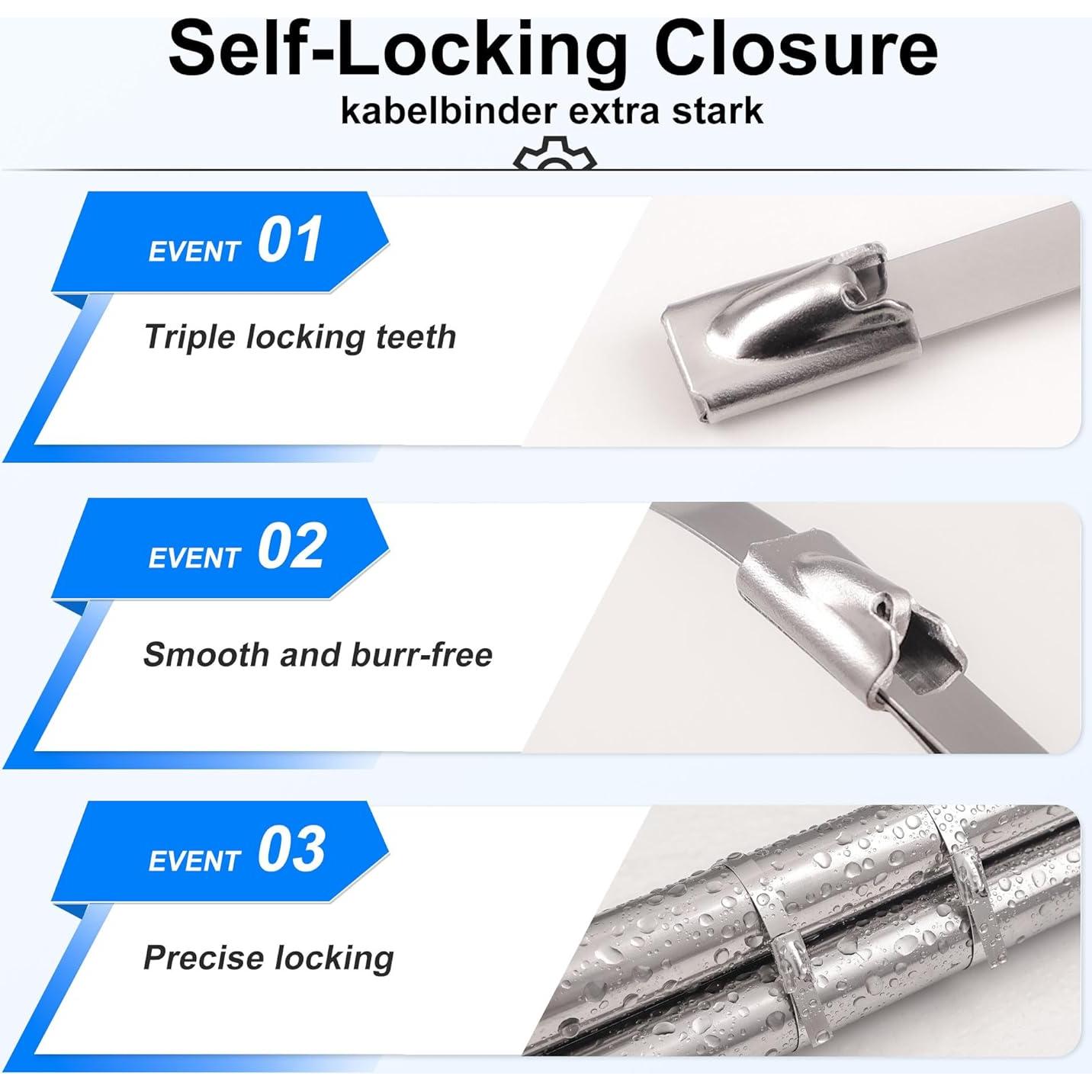 Bridas Metálicas Deecam 100PCS 30 cm Acero Inoxidable Alta Resistencia