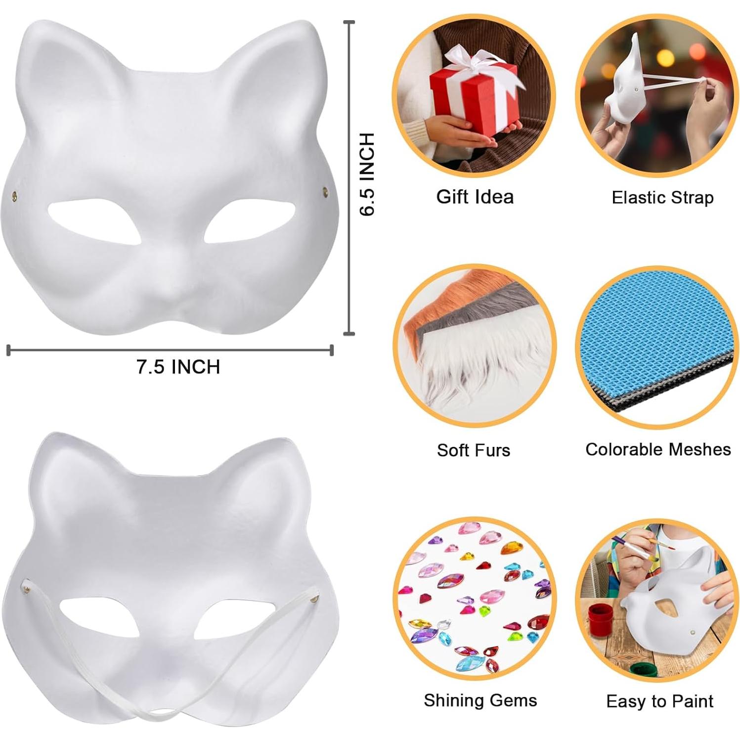 Kit de Máscaras de Gato OPPKIE 3PCS para Pintar y Disfraz