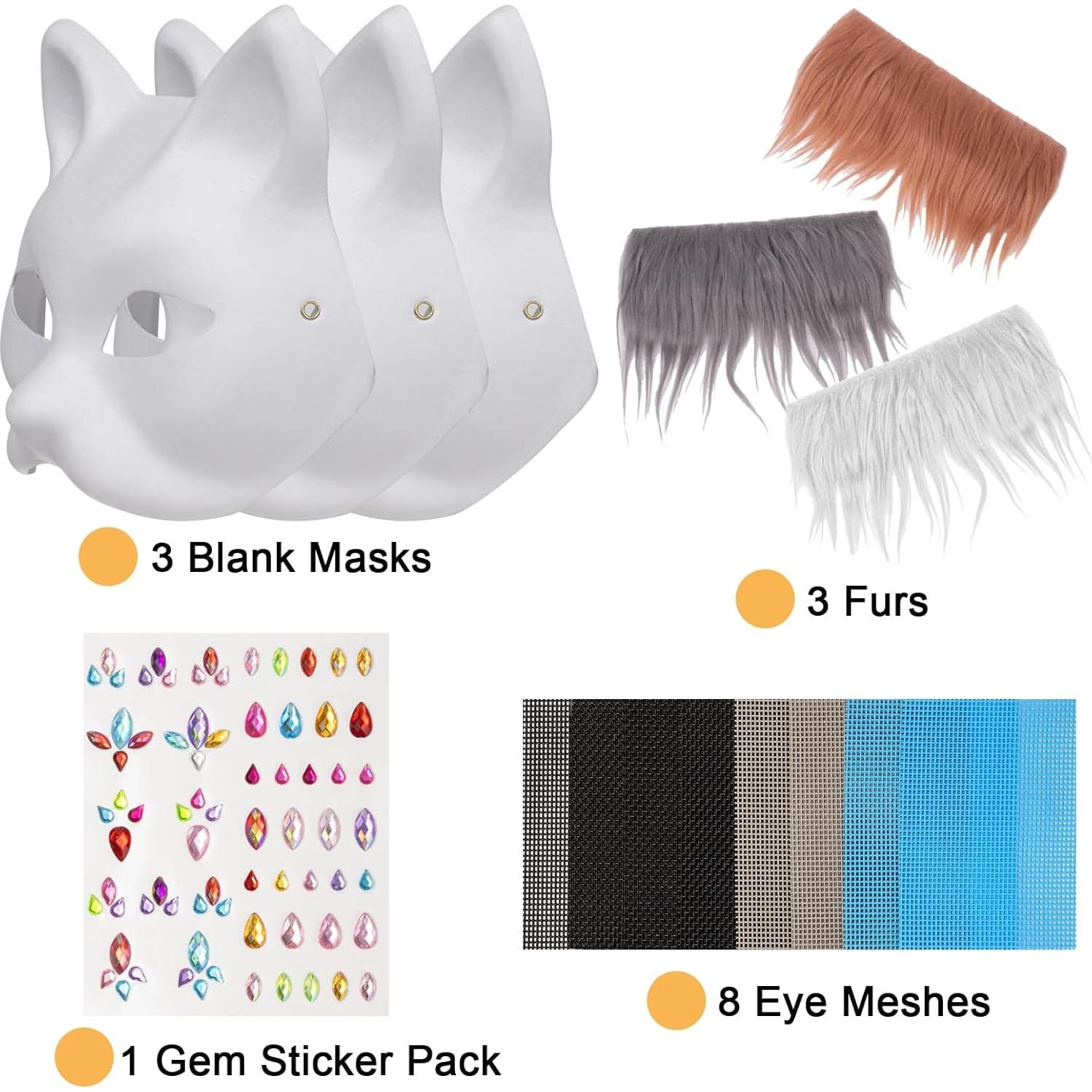 Kit de Máscaras de Gato OPPKIE 3PCS para Pintar y Disfraz