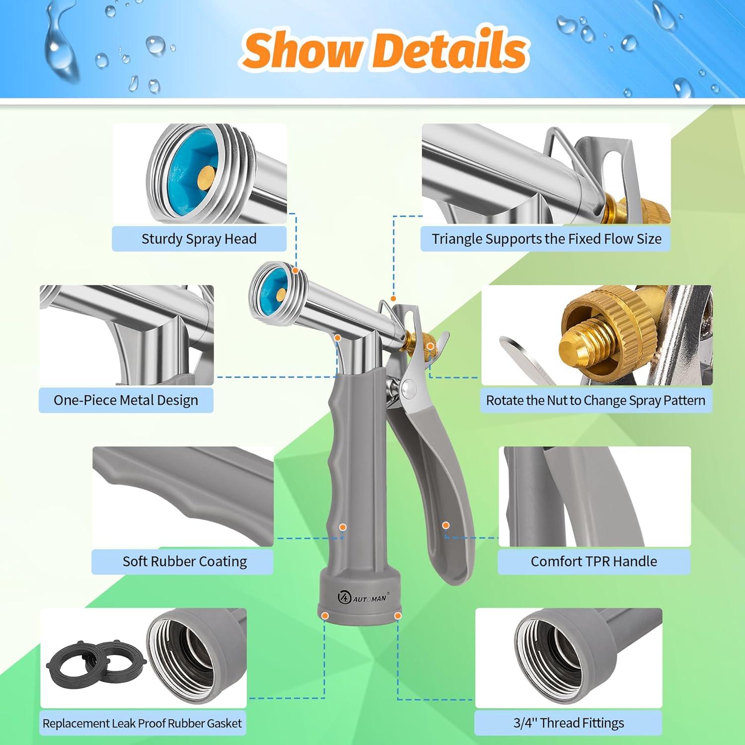 Boquilla de Manguera de Jardín AUTOMAN 2 Paquete Ajustable