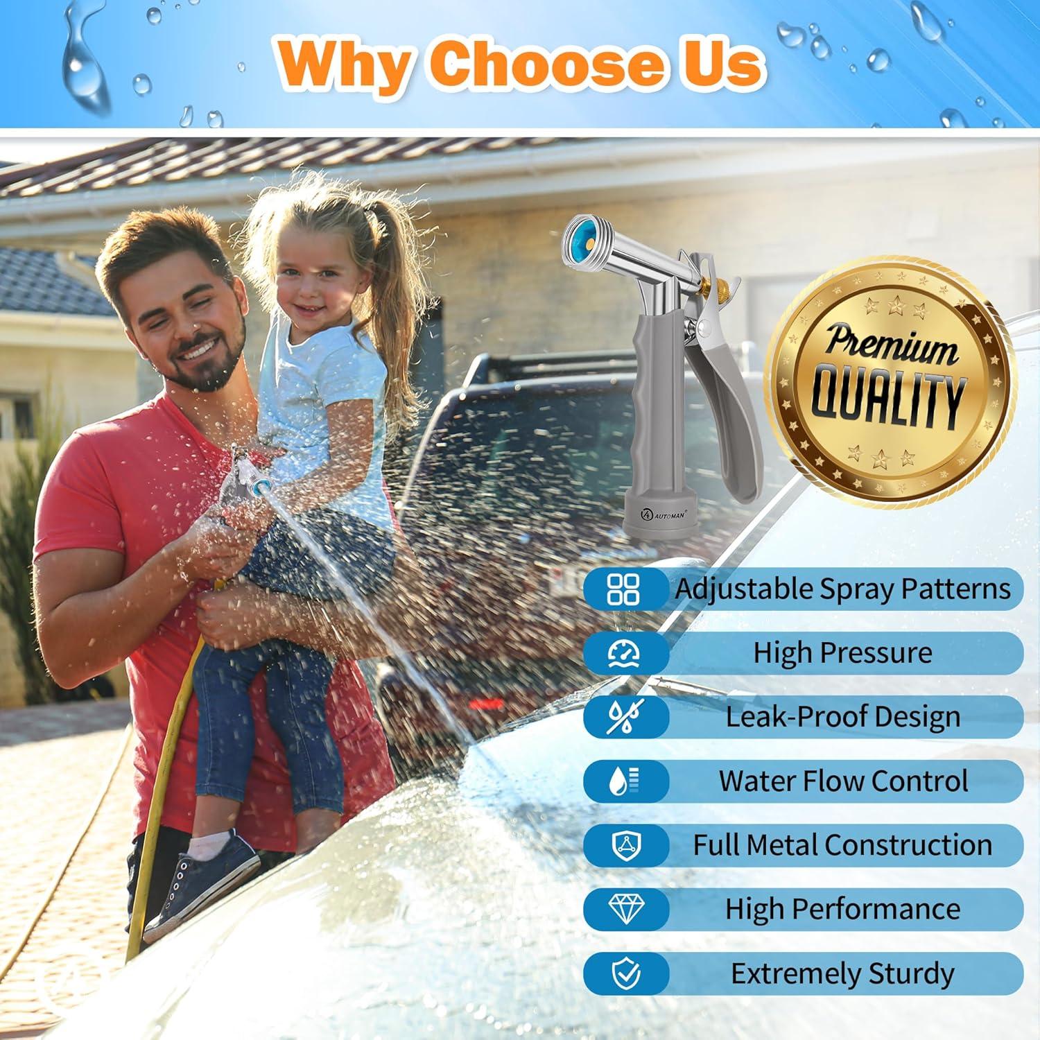 Boquilla de Manguera de Jardín AUTOMAN 2 Paquete Ajustable