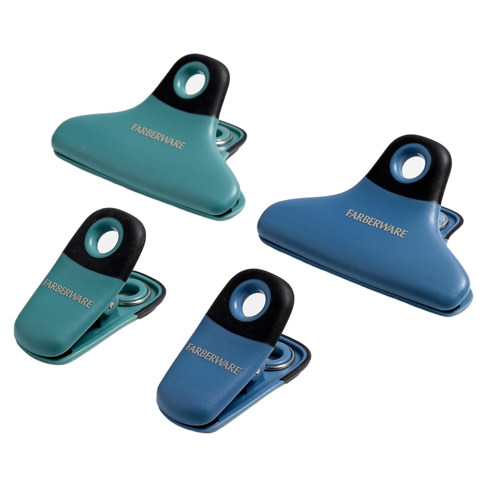 Juego de Clips para Bolsas FARBERWARE 4 Piezas Duraderos Azul Verde