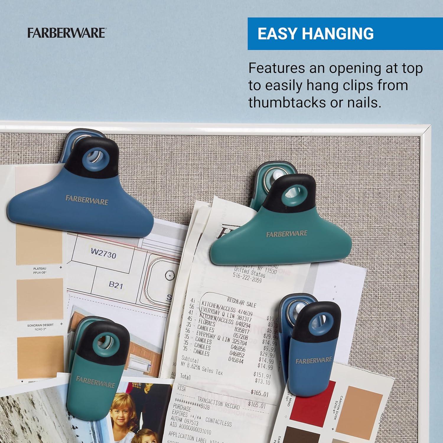 Juego de Clips para Bolsas FARBERWARE 4 Piezas Duraderos Azul Verde