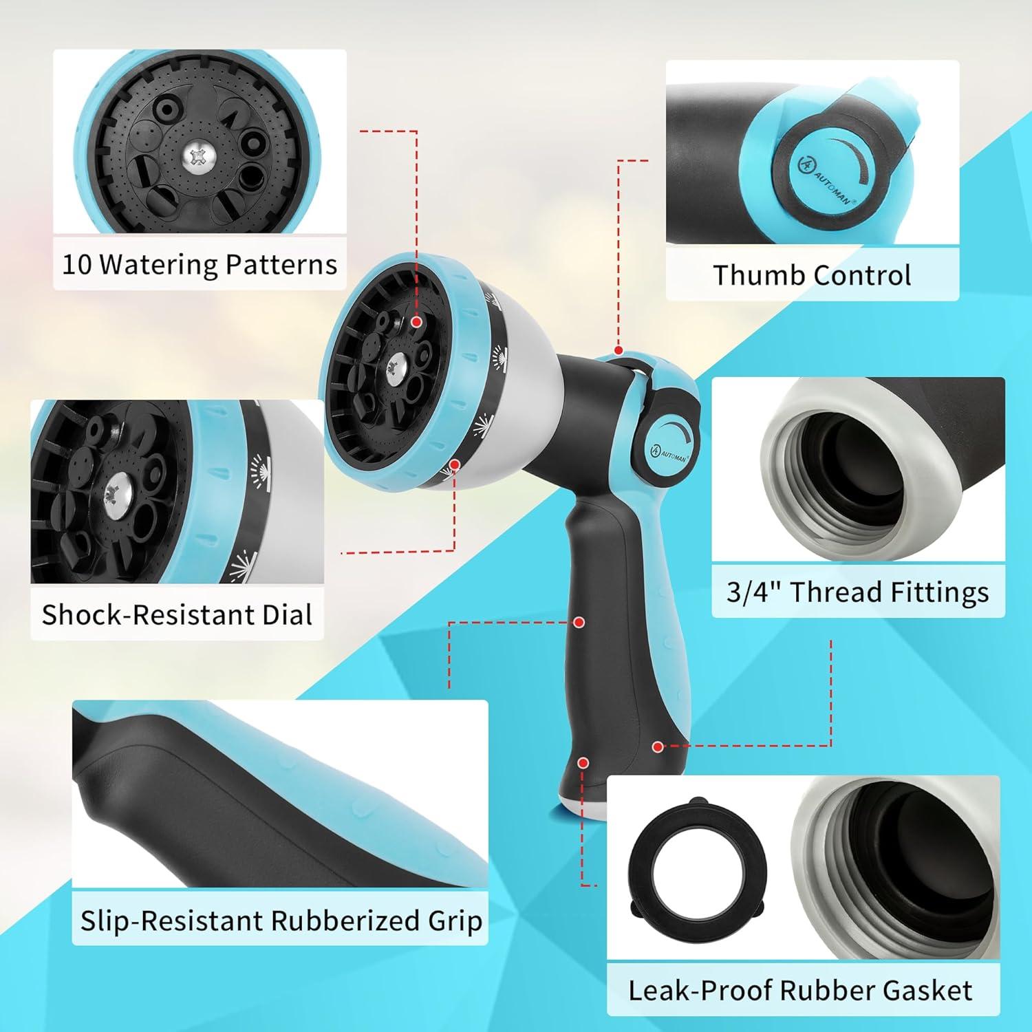 Boquilla de Manguera AUTOMAN - 10 Patrones, Metal, 0.23 kg