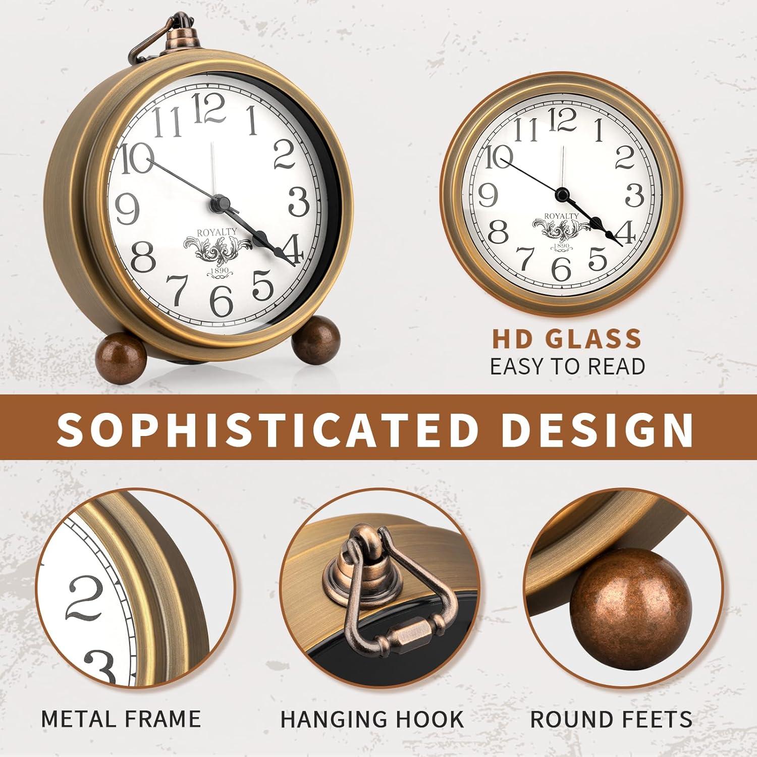 Reloj de Mesa Retro Maxspace Dorado Silencioso 12.7cm