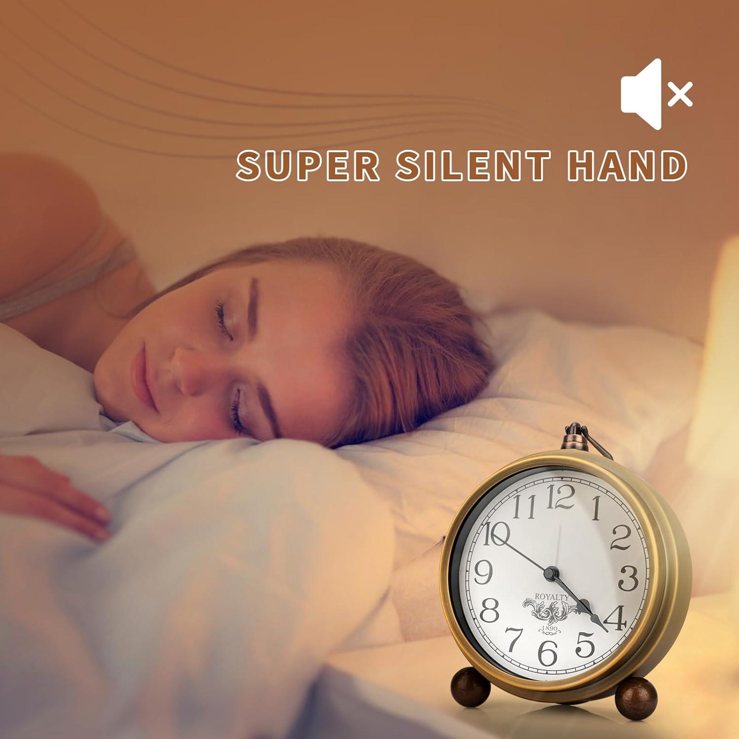 Reloj de Mesa Retro Maxspace Dorado Silencioso 12.7cm