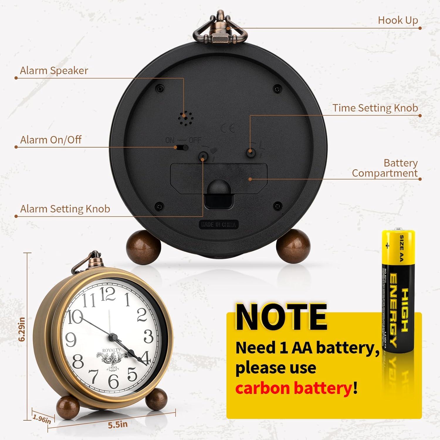 Reloj de Mesa Retro Maxspace Dorado Silencioso 12.7cm