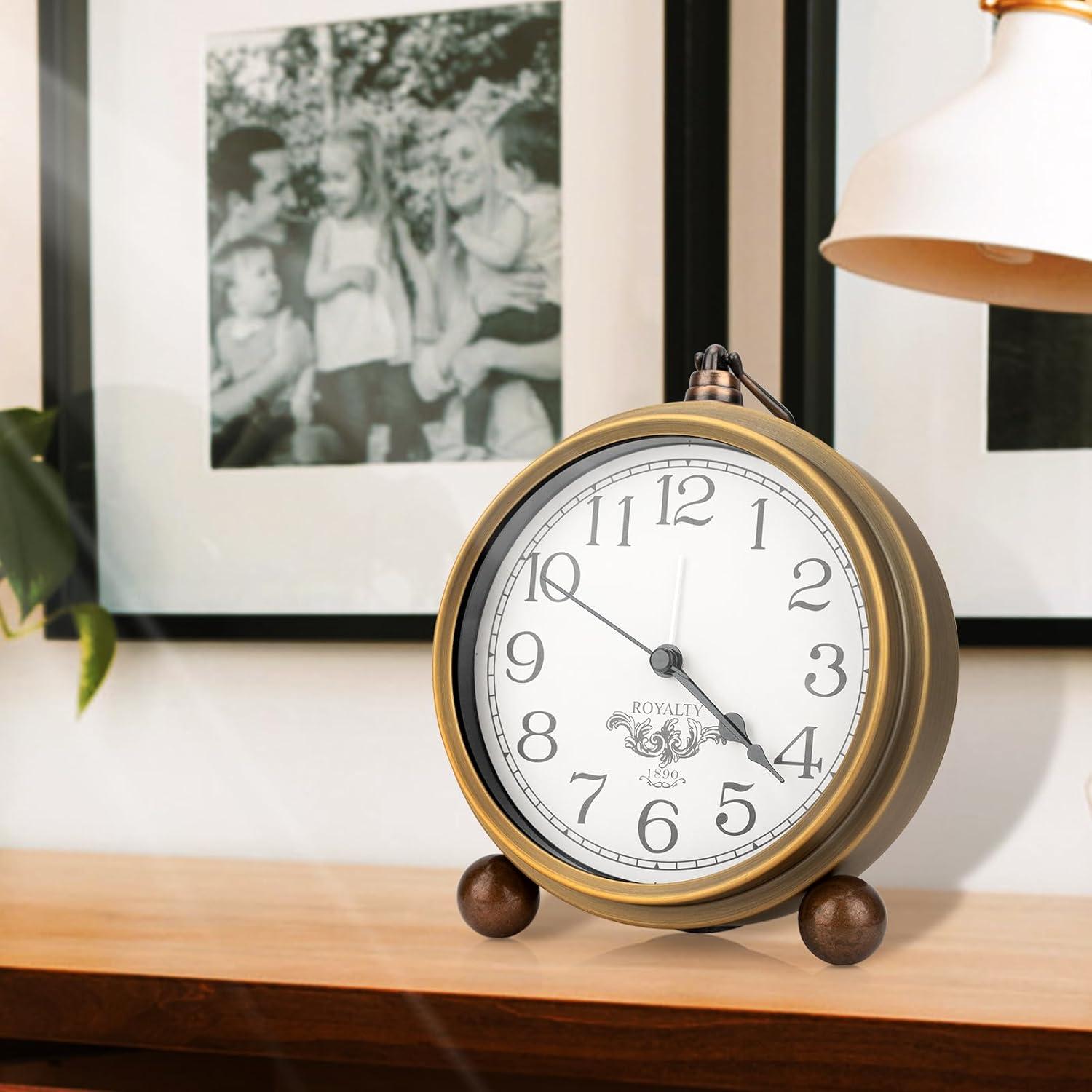 Reloj de Mesa Retro Maxspace Dorado Silencioso 12.7cm