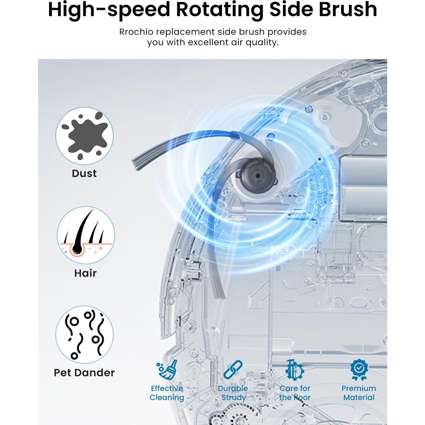 Paquete de 5 cepillos laterales Rrochio para Roborock y Qrevo