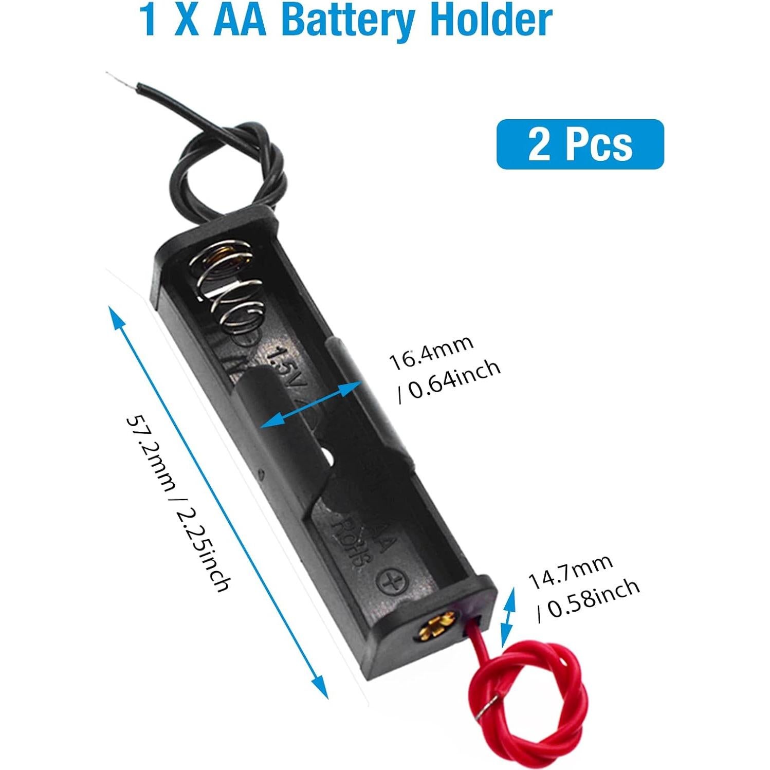 QTEATAK Paquete de 8 Soportes para Baterías AA con Cable