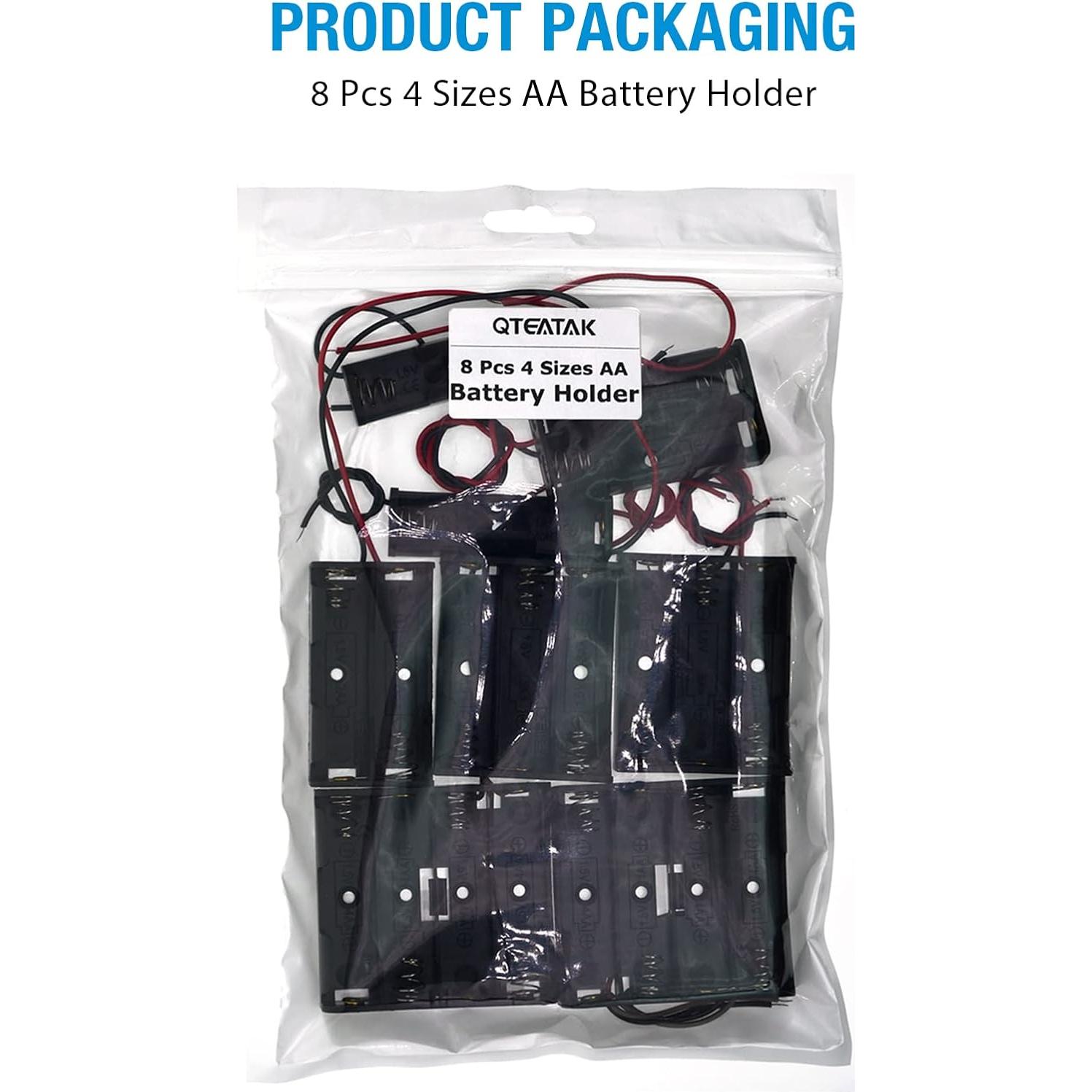 QTEATAK Paquete de 8 Soportes para Baterías AA con Cable