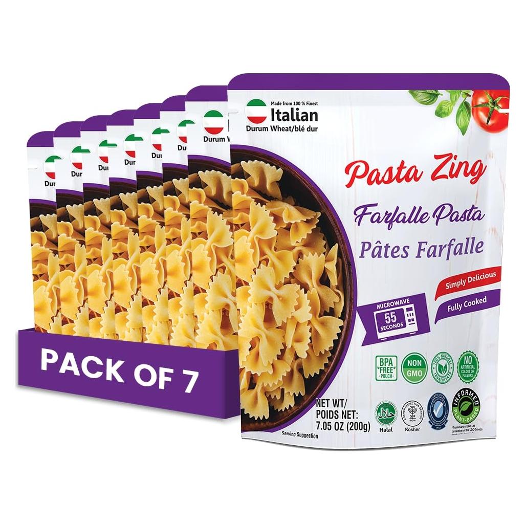 Pasta Zing Farfalle 199.58 g - Cocida y lista en 55 seg