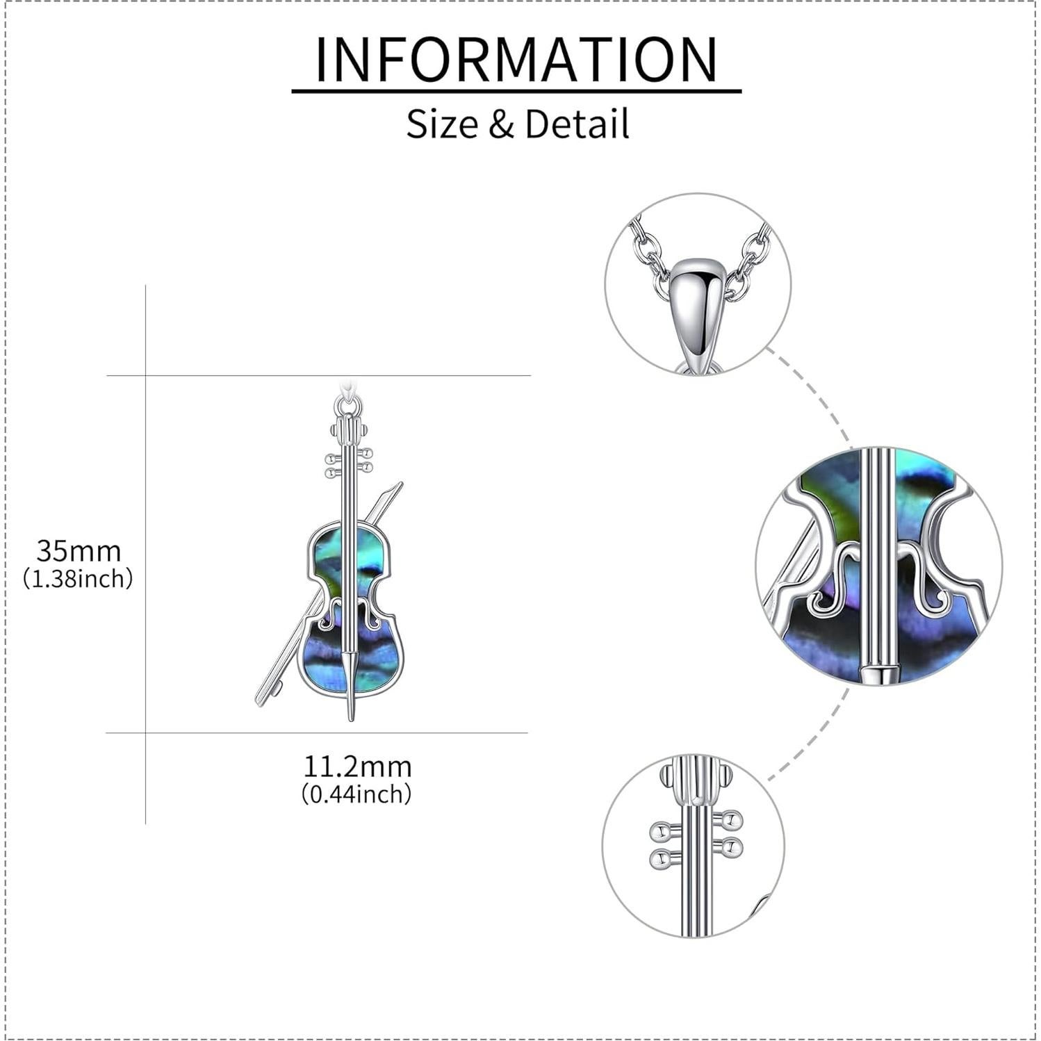 Collar Colgante Violonchelo YAFEINI Plata Esterlina 1,12x3,51cm