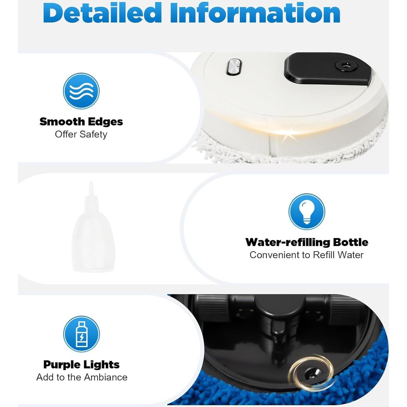 TFCFL Robot Vacuum and Mop Combo, Cordless Wet/Dry Auto Cleaner with Self-Emptying Base, 360° Wipe, 10,000rpm Rotating with 60-Min Runtime for Hard Floors, Carpet, Various Types of Fur, White