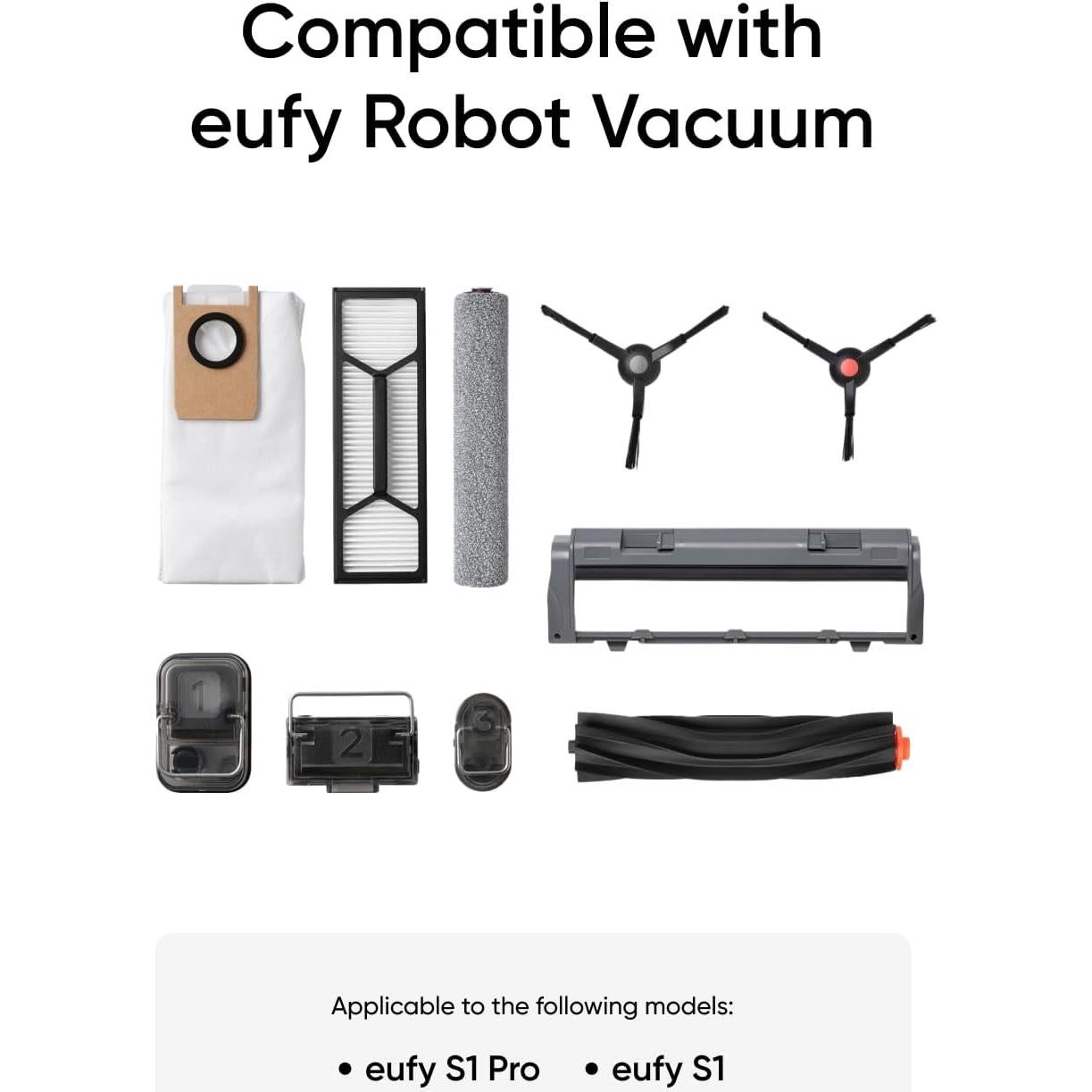 Kit de Accesorios Eufy para Robot Aspirador S1 Pro - 2 Mopas, 4 Filtros