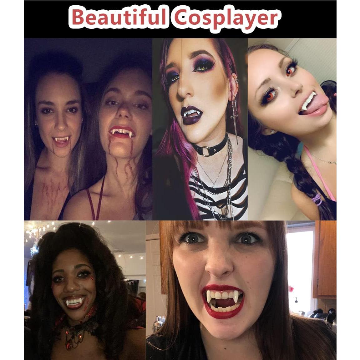 Colmillos de Vampiro COOLJOY 3 Tamaños Adhesivos Halloween