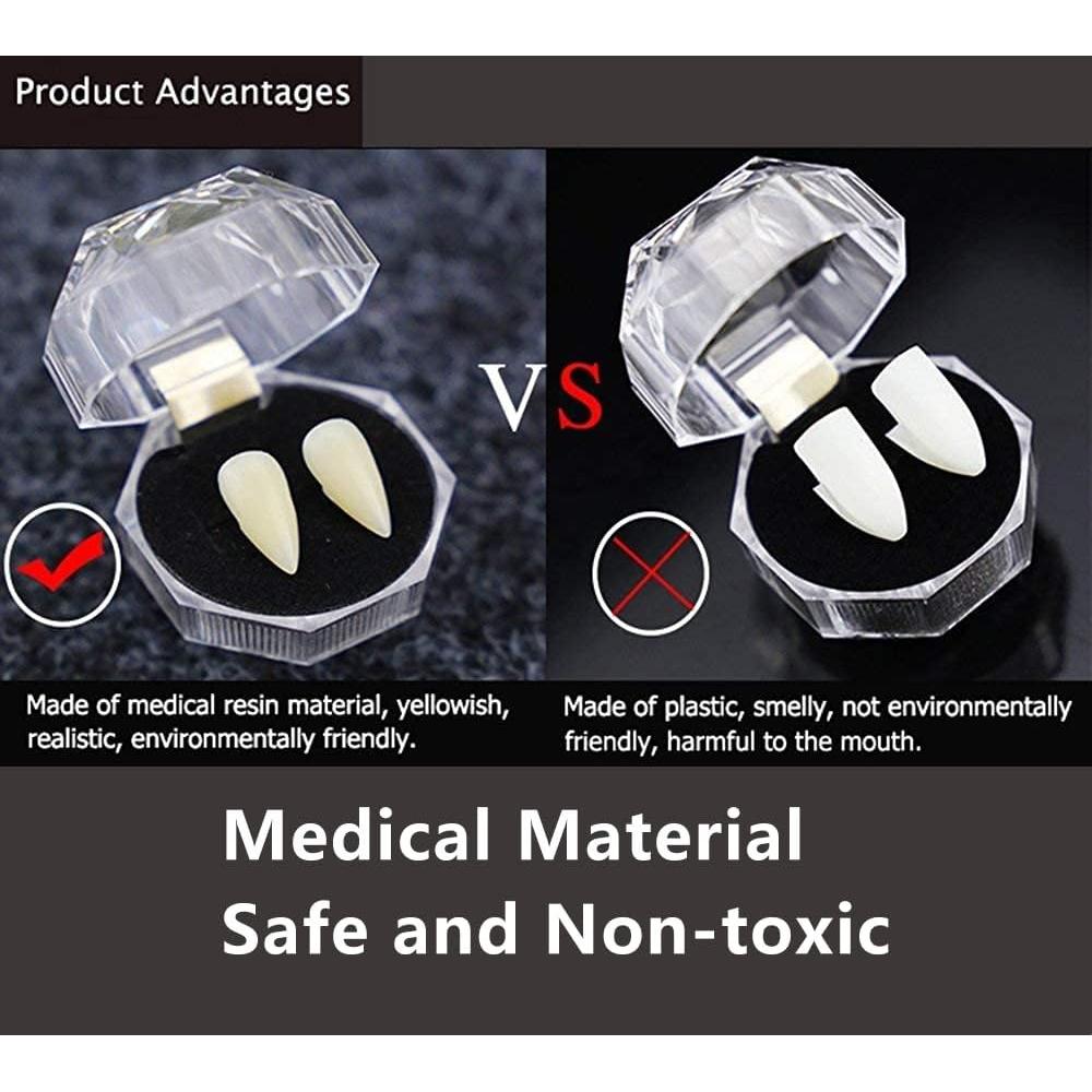 Colmillos de Vampiro COOLJOY 3 Tamaños Adhesivos Halloween