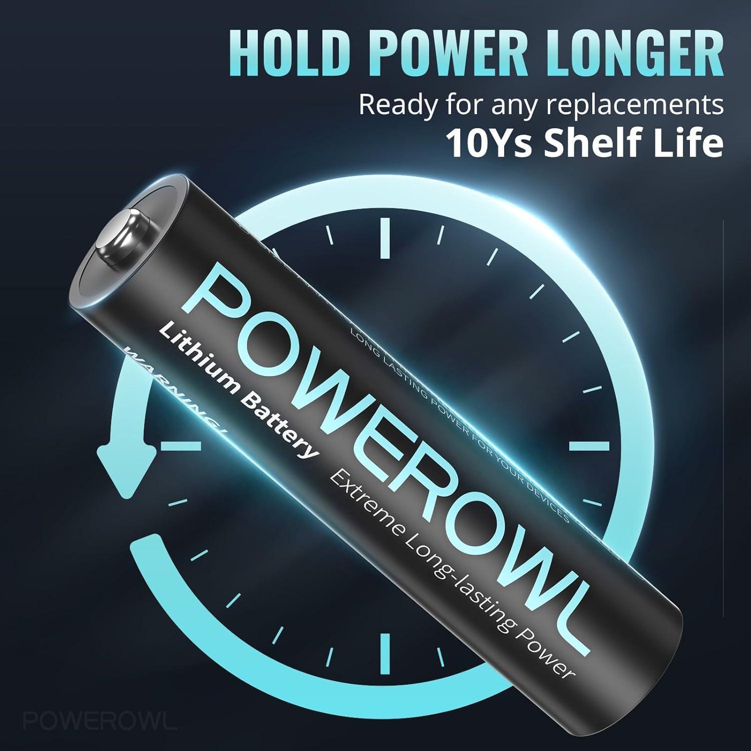 Baterías de Litio POWEROWL AAA 1200mAh Paquete de 8