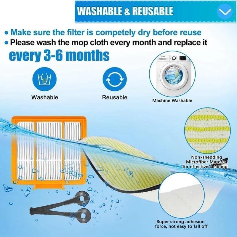 Kit de Reemplazo para Aspiradora Robot Shark YunZZ YZ006 - 4 Paños, 4 Filtros, 8 Cepillos