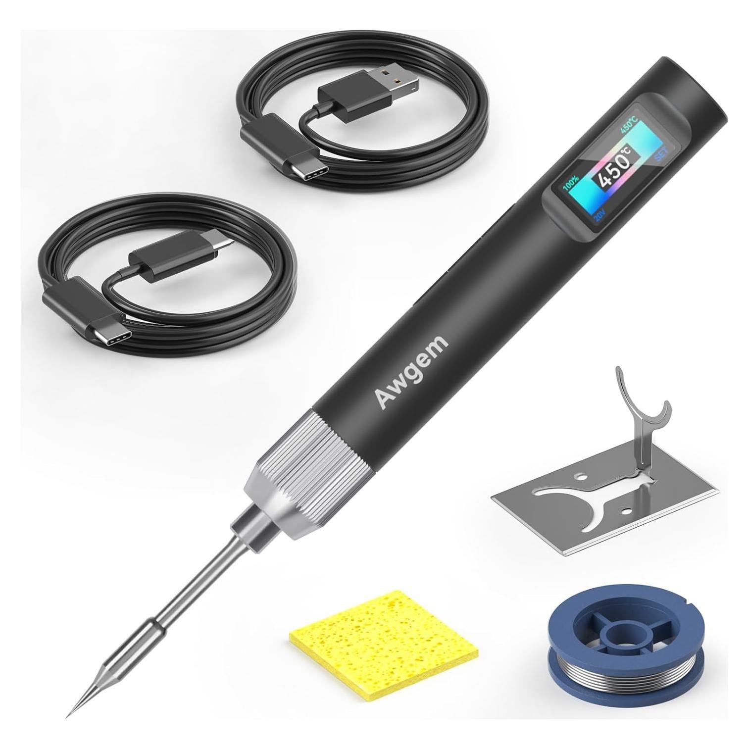 Kit de Soldador Awgem 100W Mini con Puntas C245I y USB