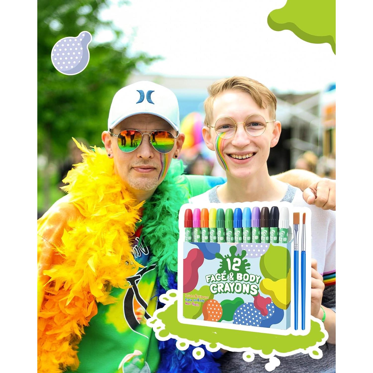 Kit de Pintura Facial Lictin 12 Colores Arcoíris - No Tóxico