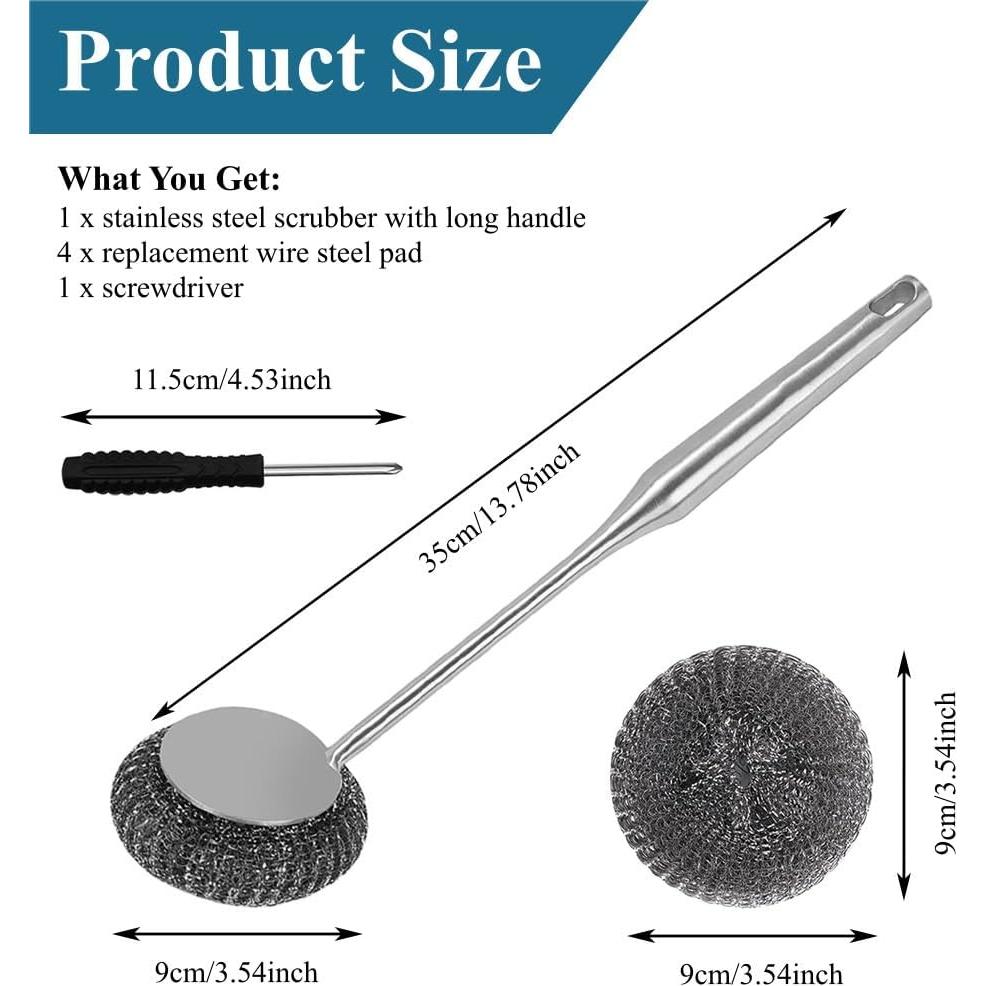 Estropajo de Acero Inoxidable PXIRQ con Mango - Set 6 Piezas